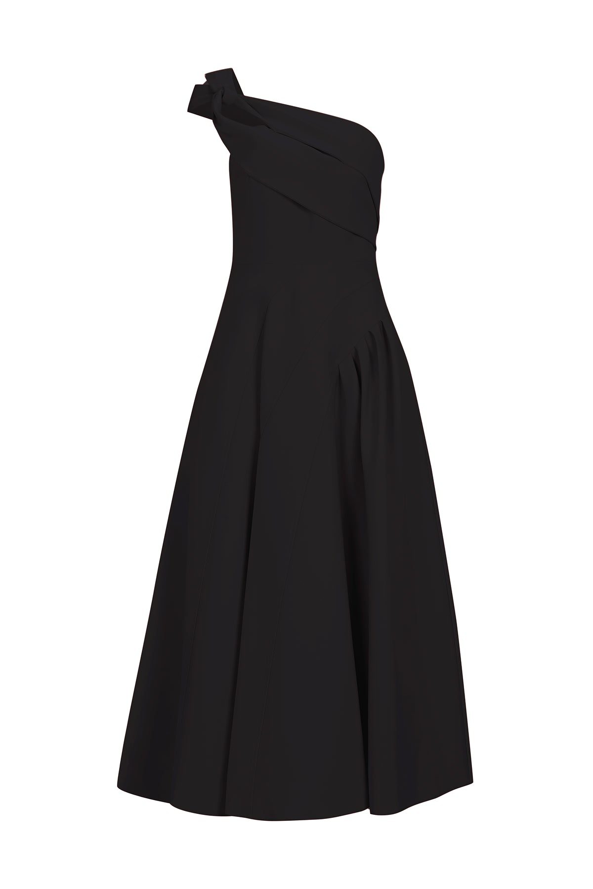 Tek Omuz Düğüm Detaylı Uzun Abiye Elbise