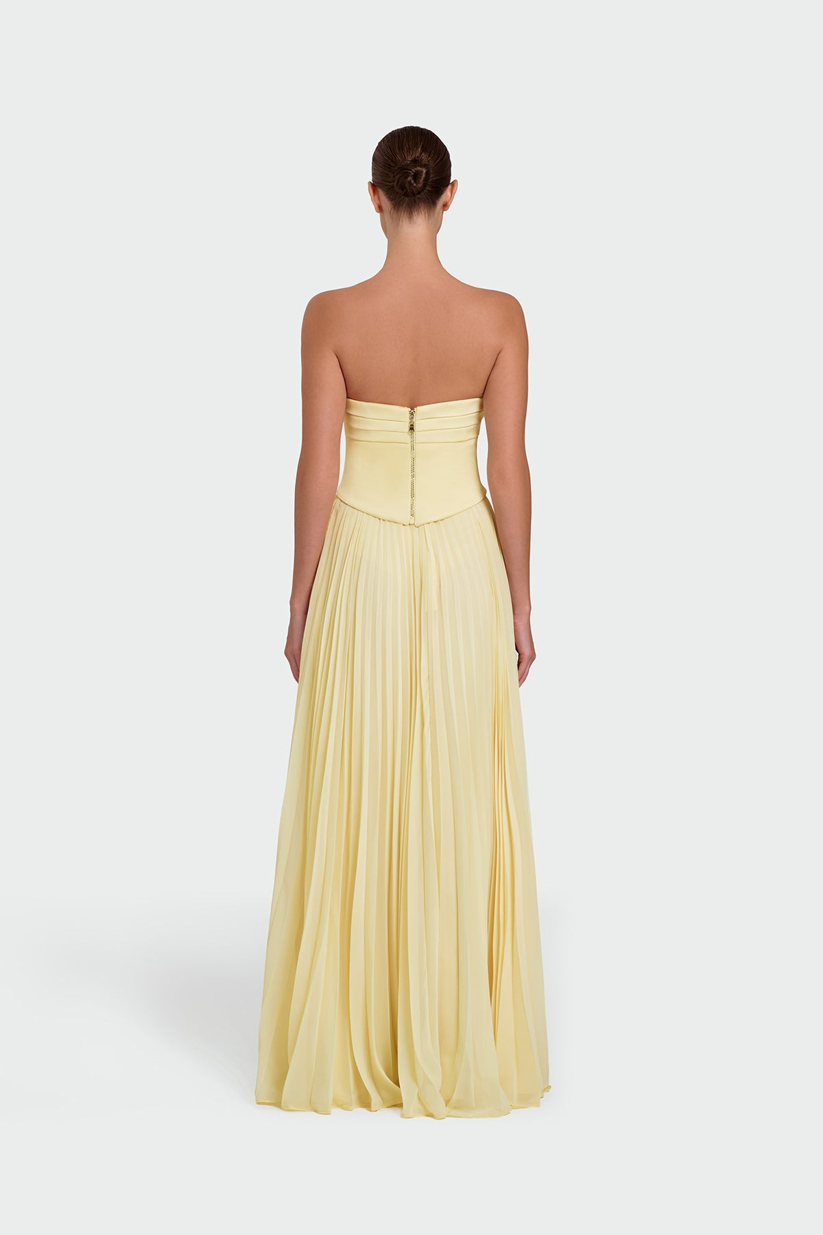 Strapless Draped Pleated Skirt Long Evening Dress