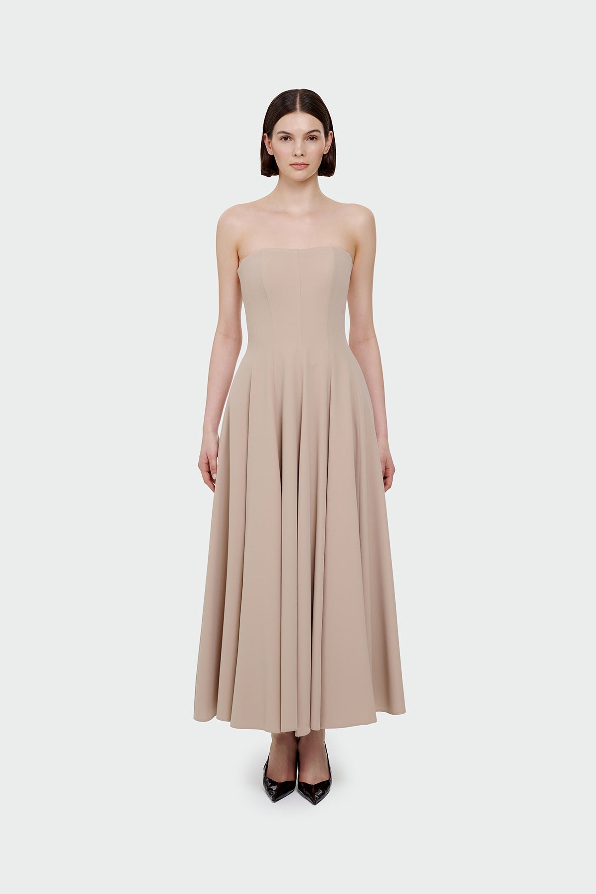 Bolero Detailed Strapless Flared Skirt Evening Dress