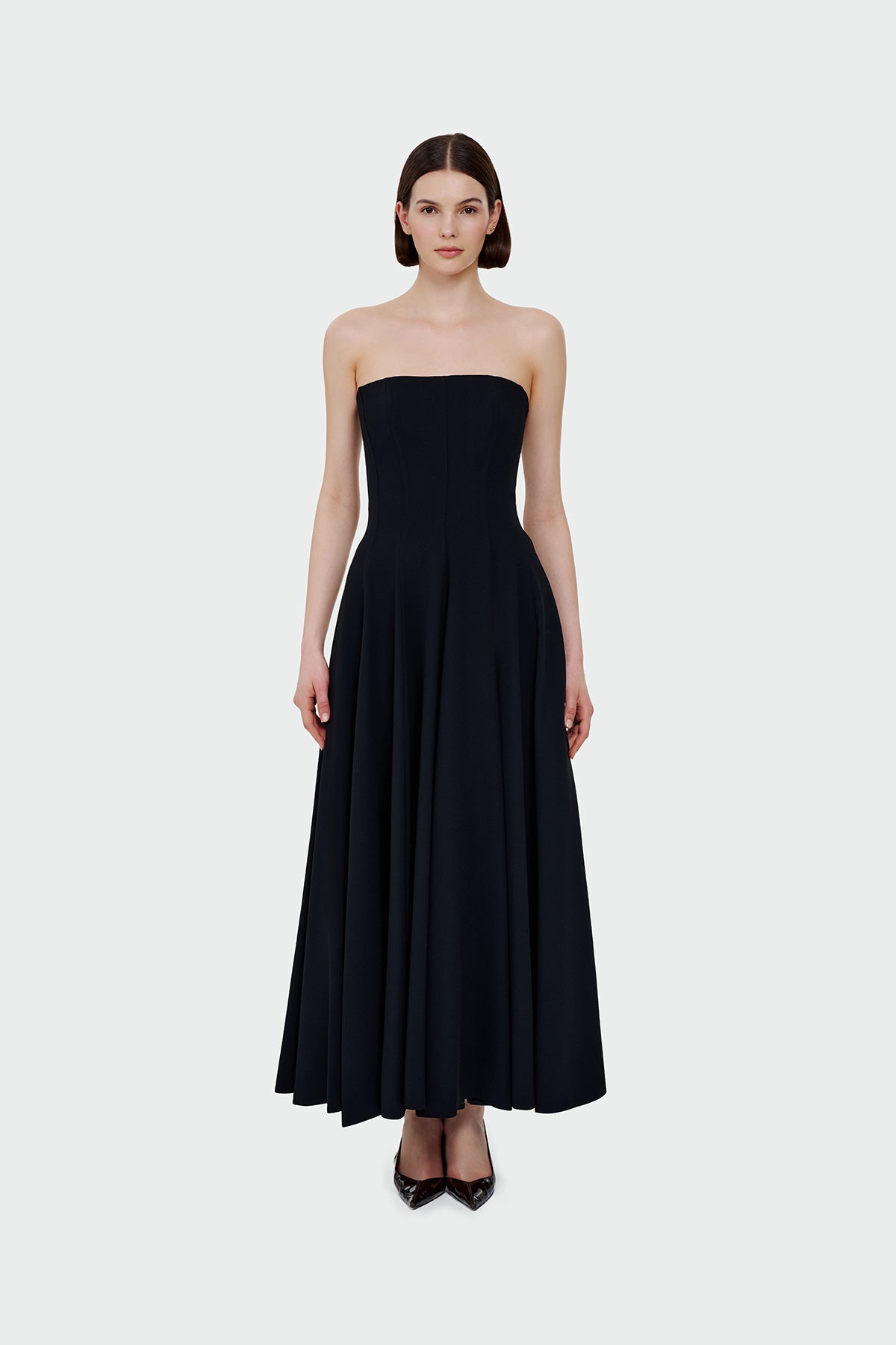 Bolero Detailed Strapless Flared Skirt Evening Dress