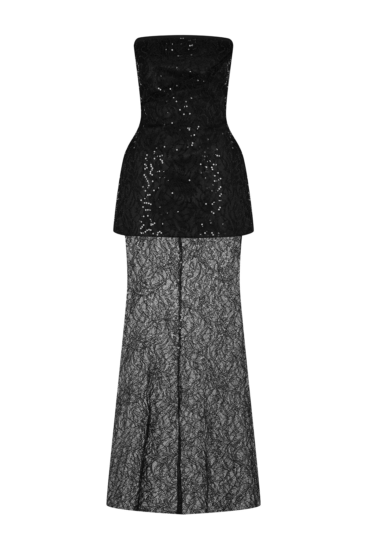 Strapless Stone and Sequin Embroidered Evening Dress Set