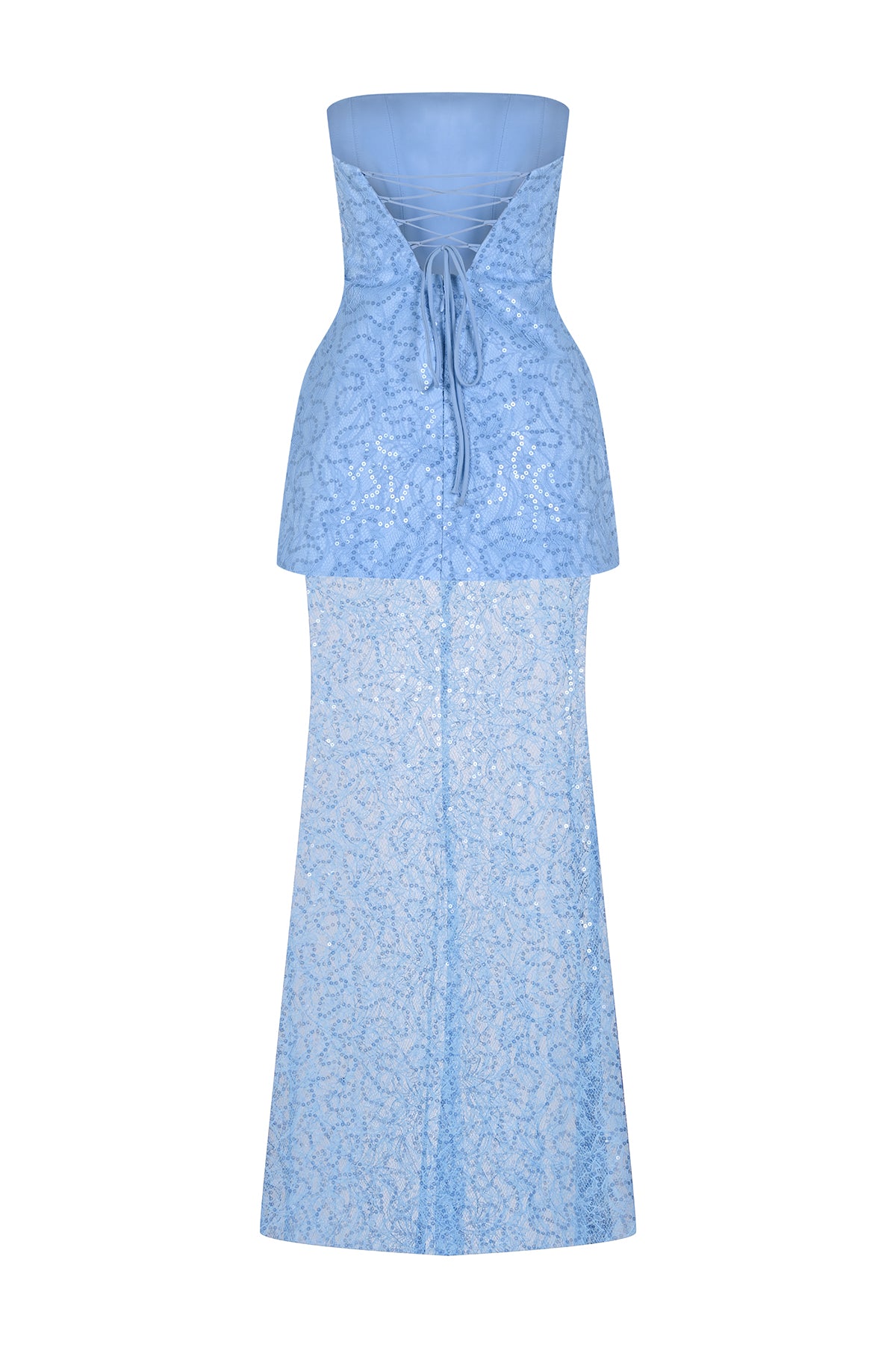 Strapless Stone and Sequin Embroidered Evening Dress Set