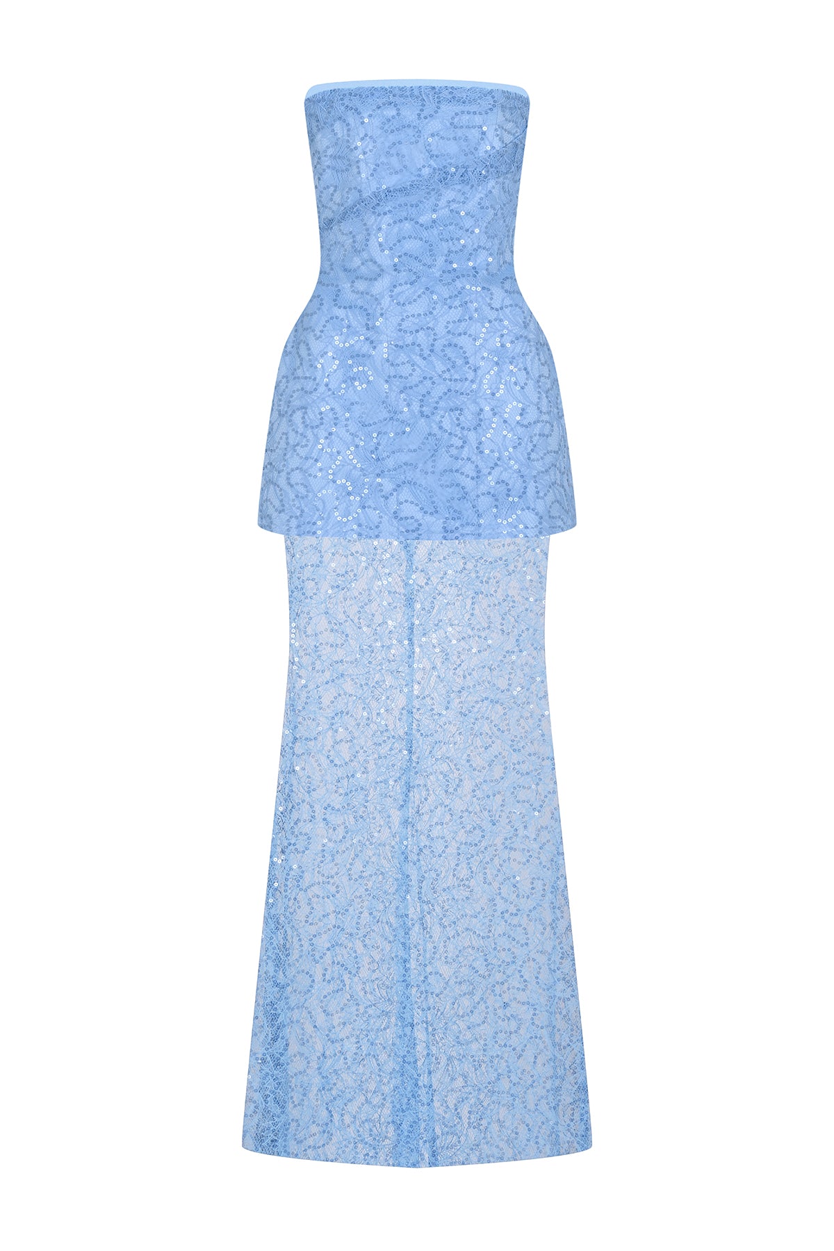 Strapless Stone and Sequin Embroidered Evening Dress Set