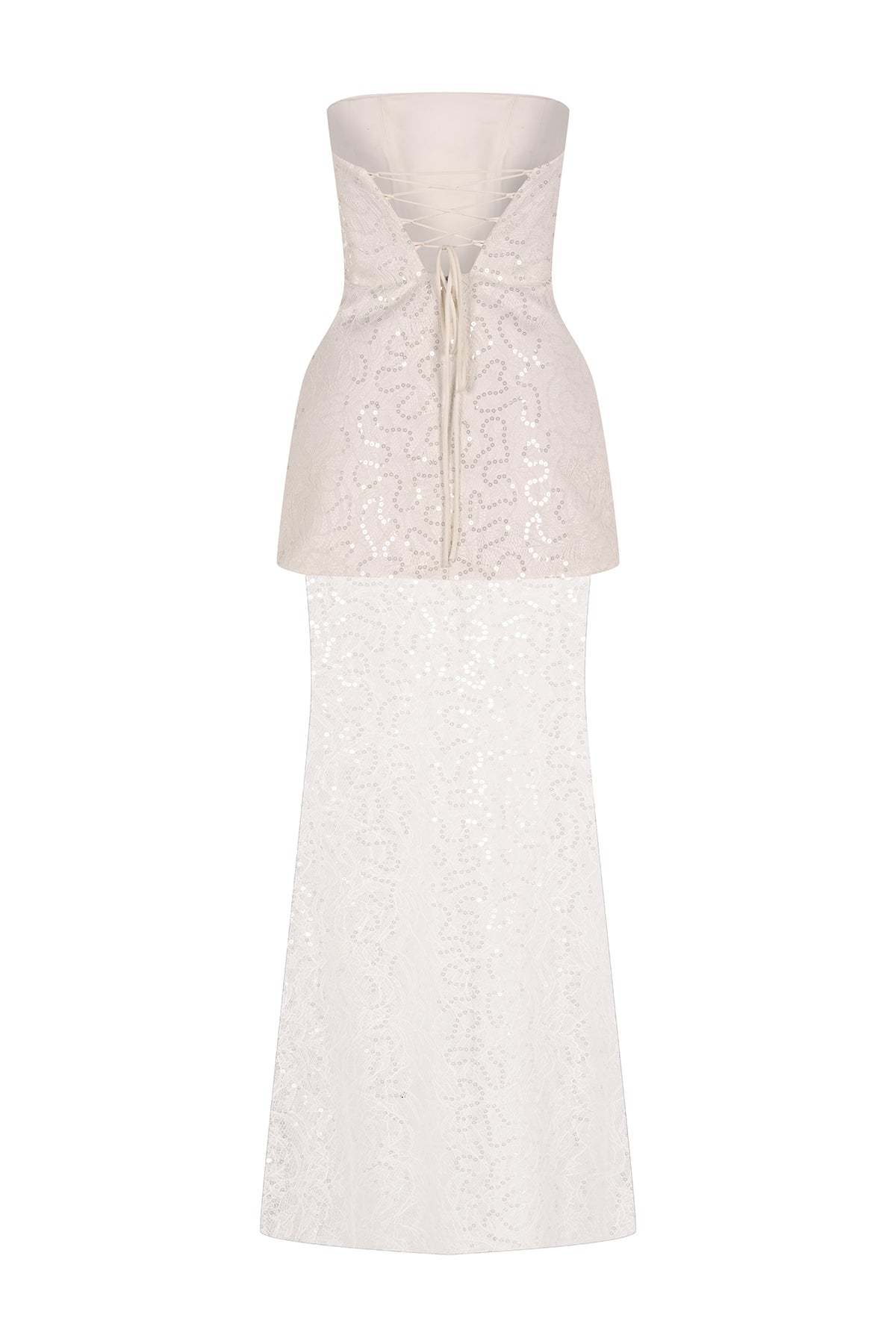 Strapless Stone and Sequin Embroidered Evening Dress Set