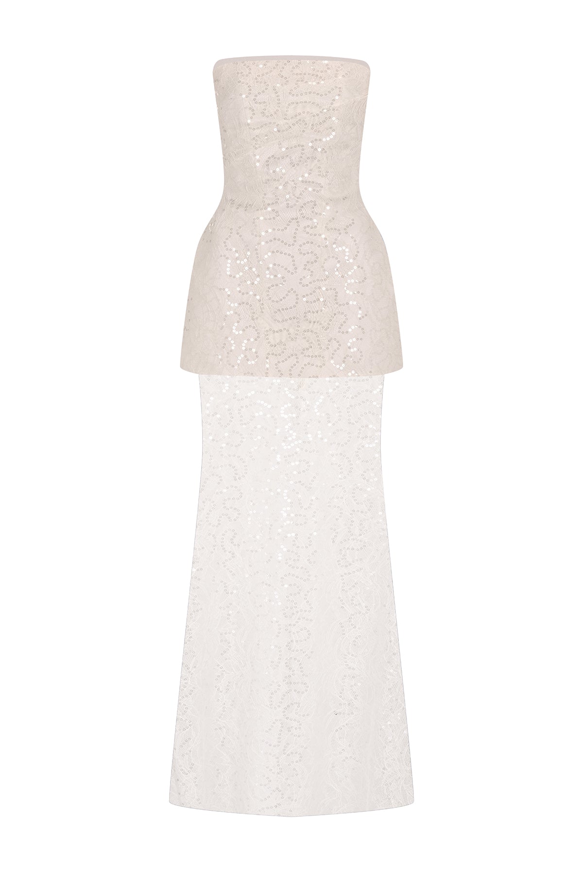 Strapless Stone and Sequin Embroidered Evening Dress Set