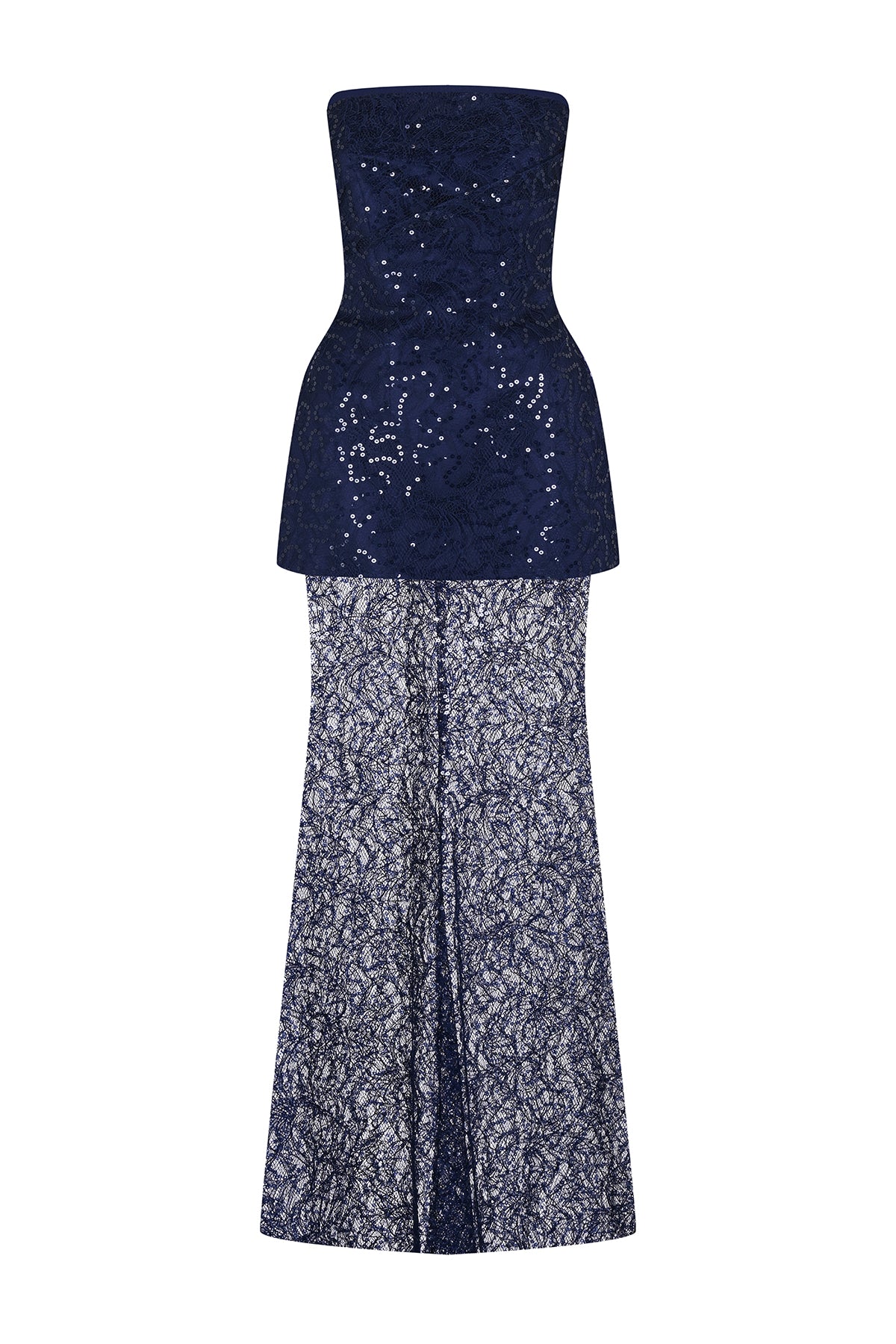 Strapless Stone and Sequin Embroidered Evening Dress Set