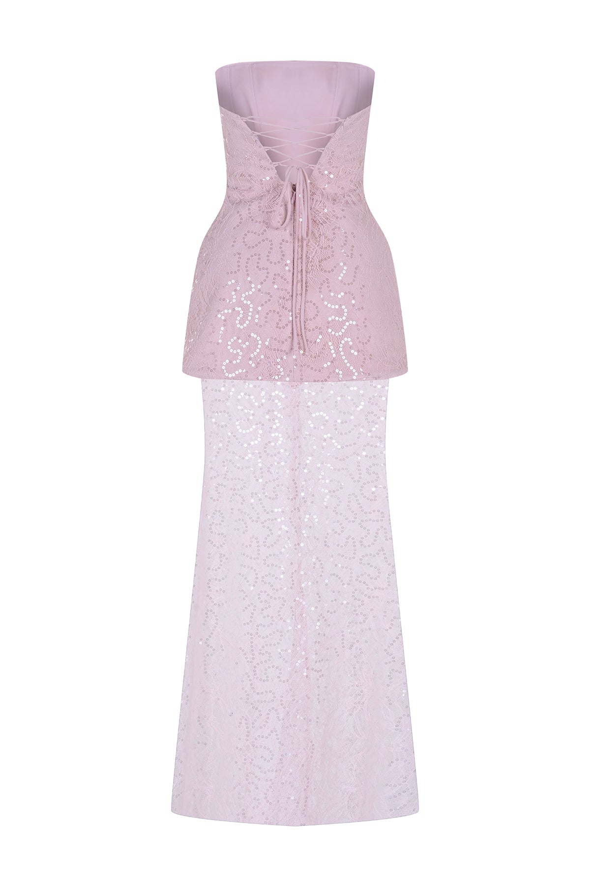 Strapless Stone and Sequin Embroidered Evening Dress Set