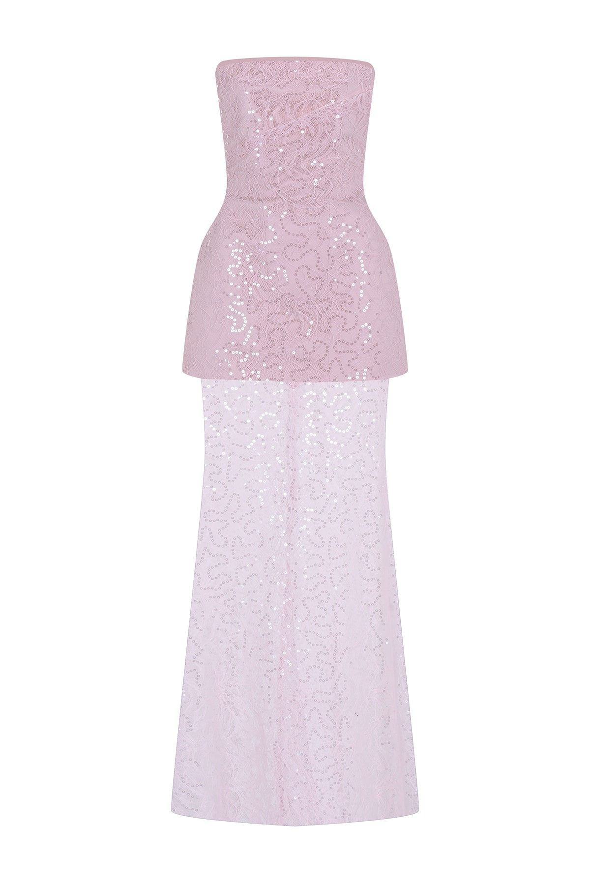 Strapless Stone and Sequin Embroidered Evening Dress Set