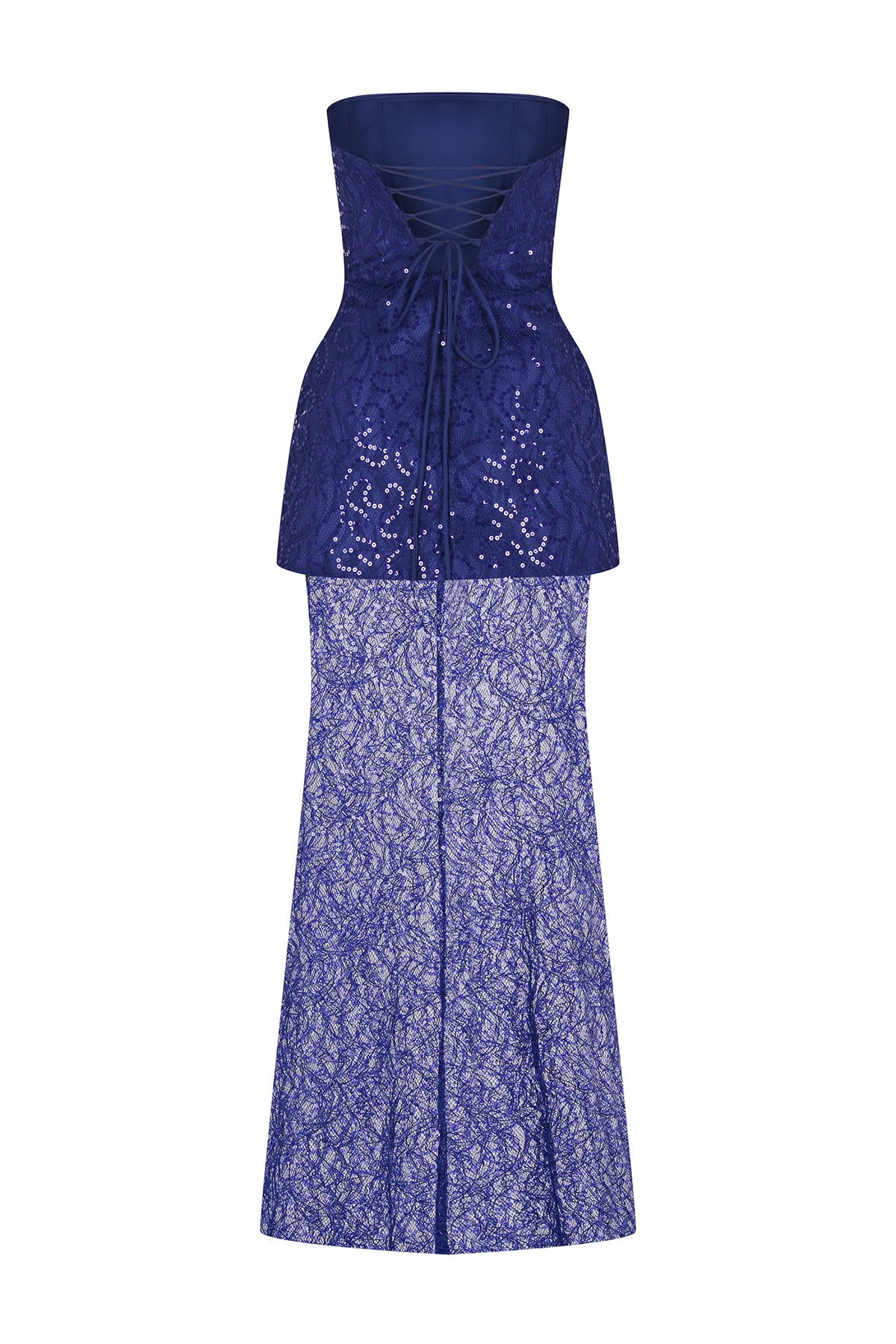 Strapless Stone and Sequin Embroidered Evening Dress Set