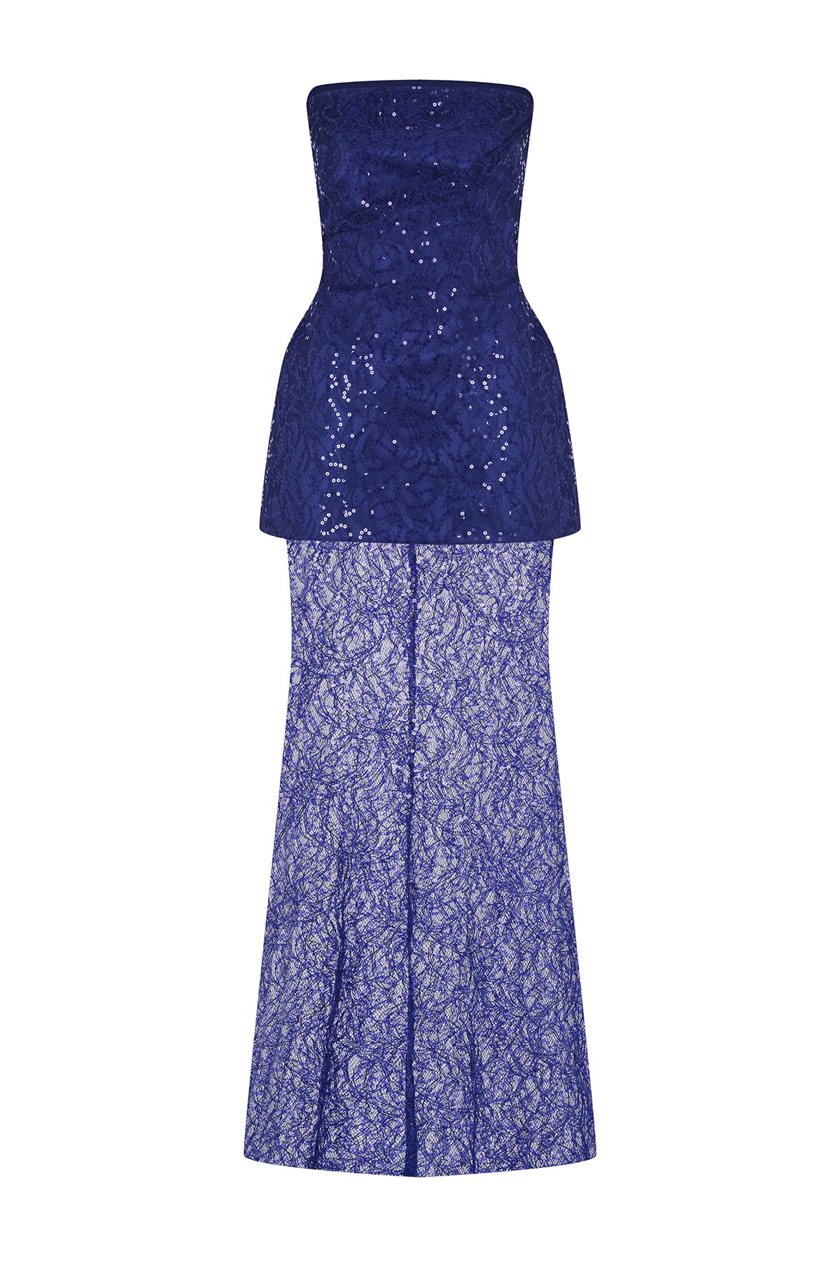 Strapless Stone and Sequin Embroidered Evening Dress Set