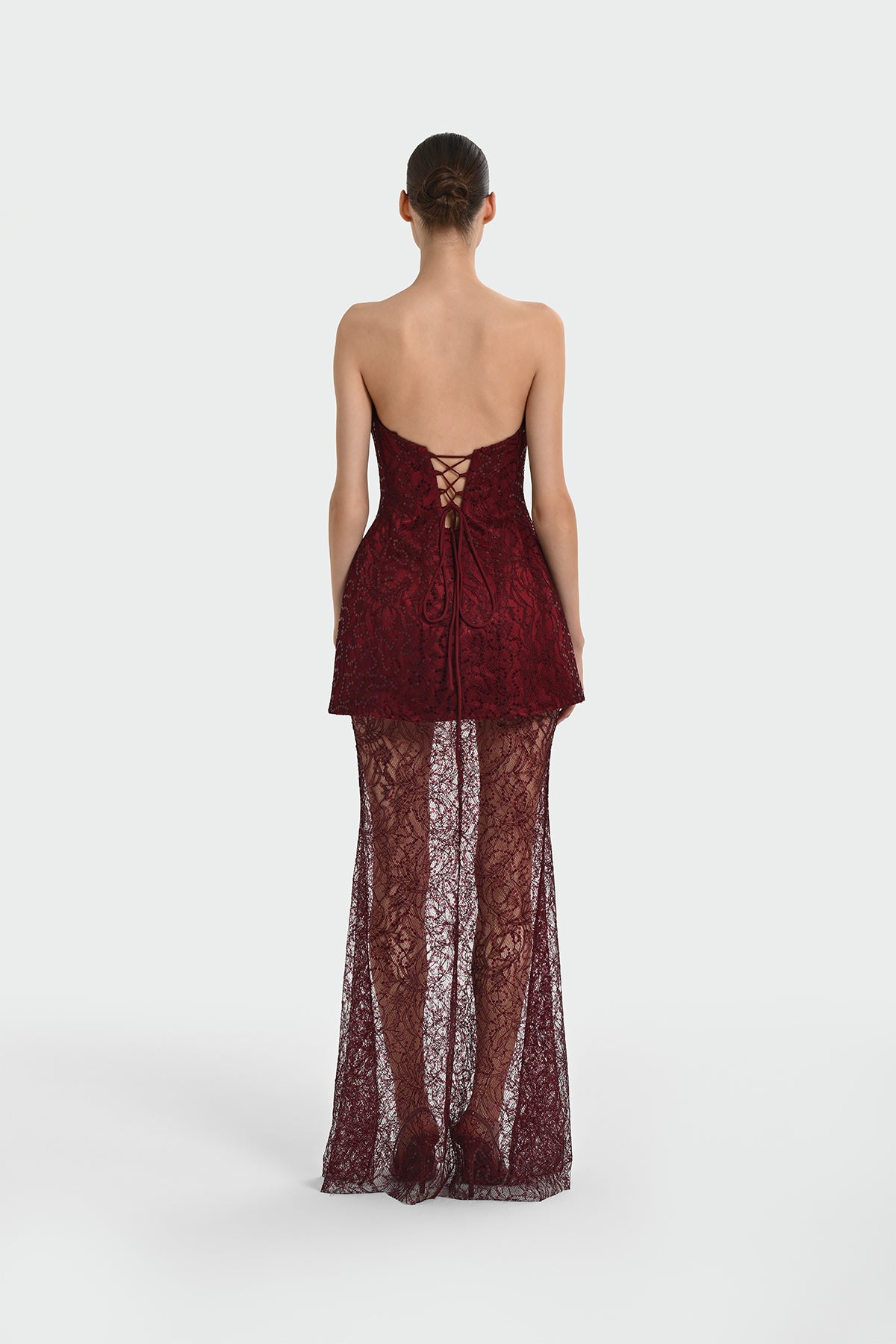 Strapless Stone and Sequin Embroidered Evening Dress Set