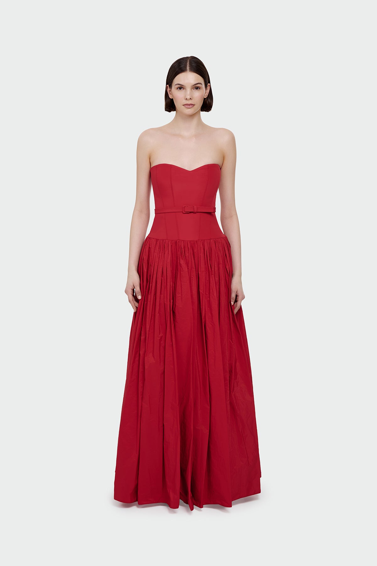 Beli Kemerli Straplez Abiye Elbise