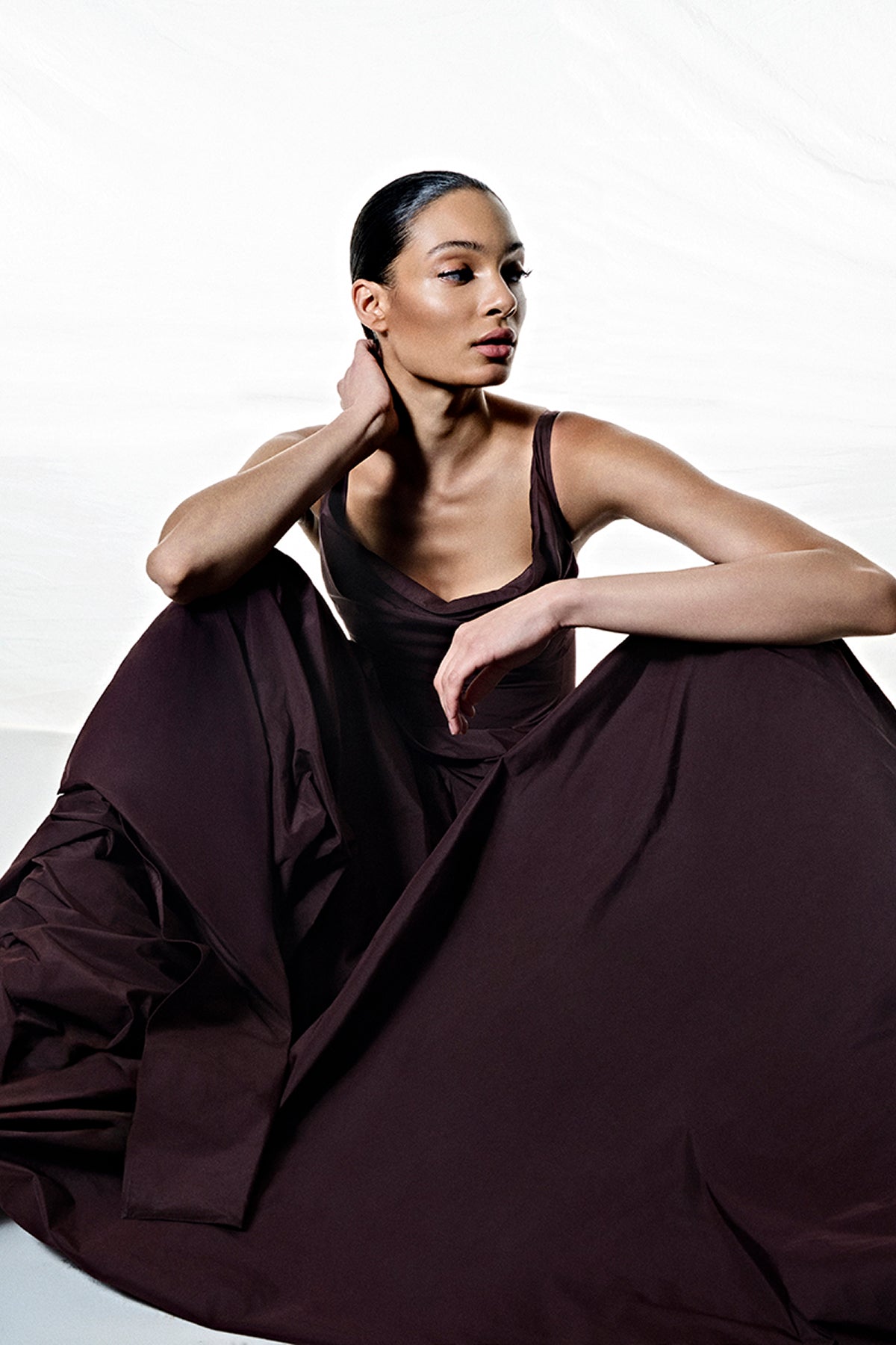 Asymmetric Waist Detail Evening Dress