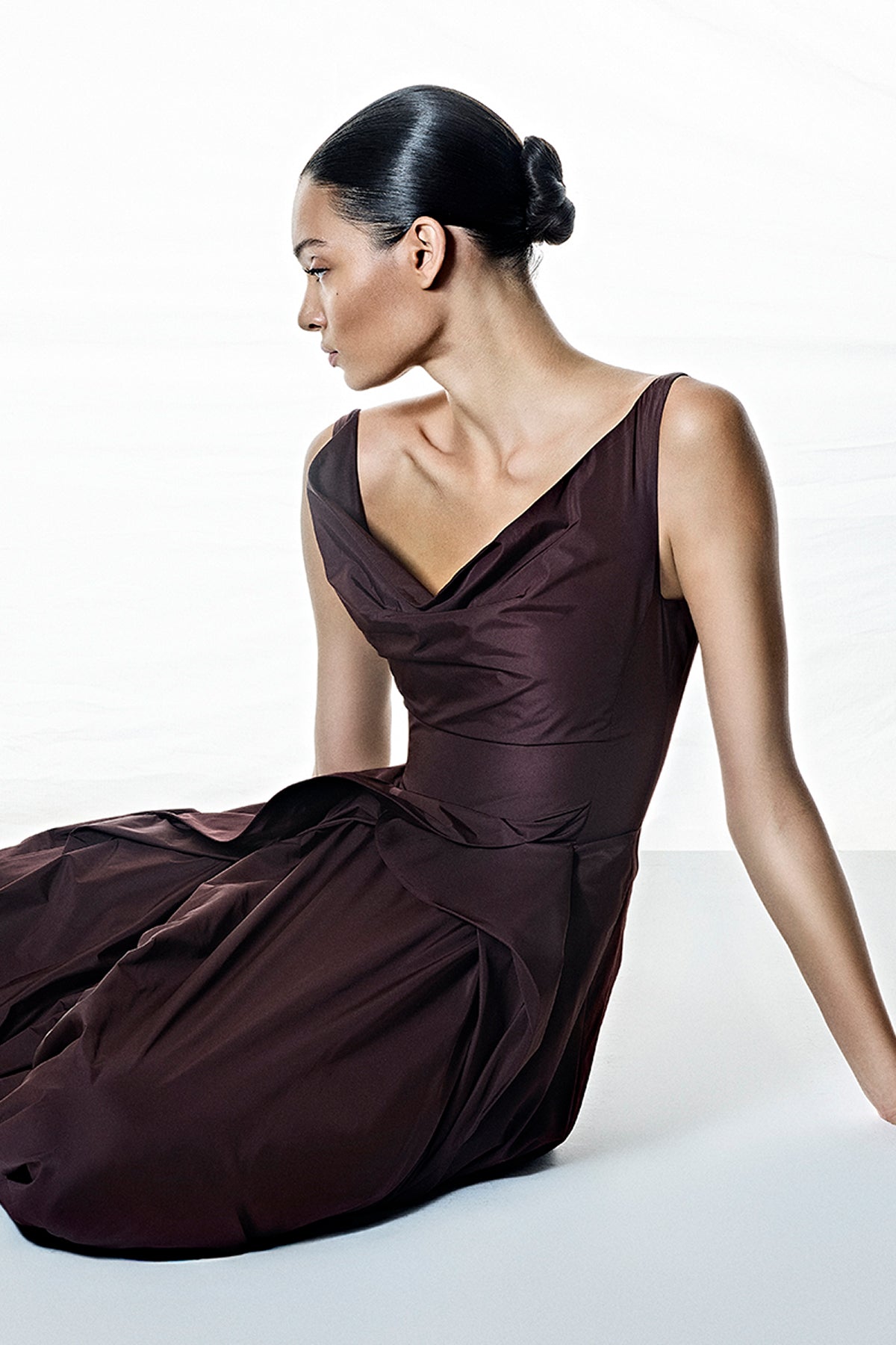 Asymmetric Waist Detail Evening Dress