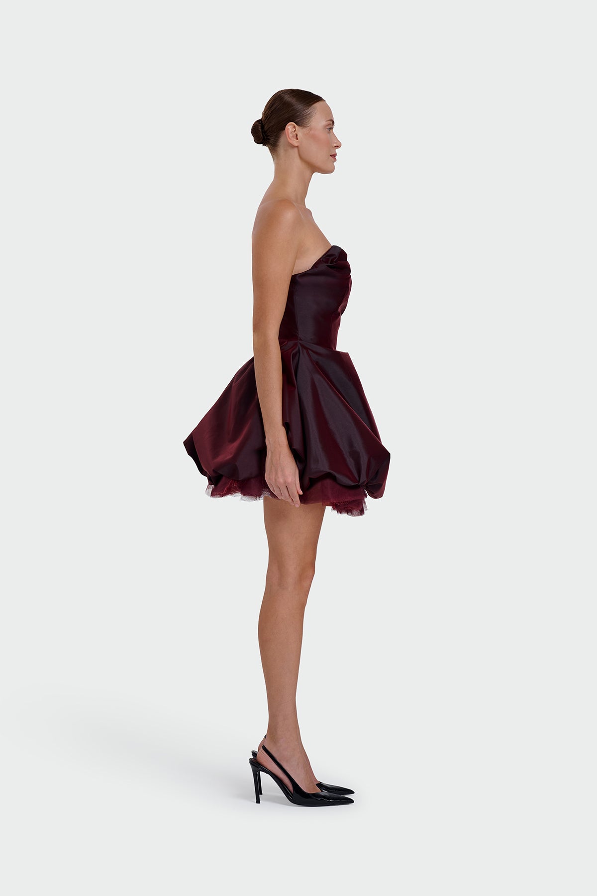 Strapless Sweetheart Neckline Tulle Detail Mini Evening Dress