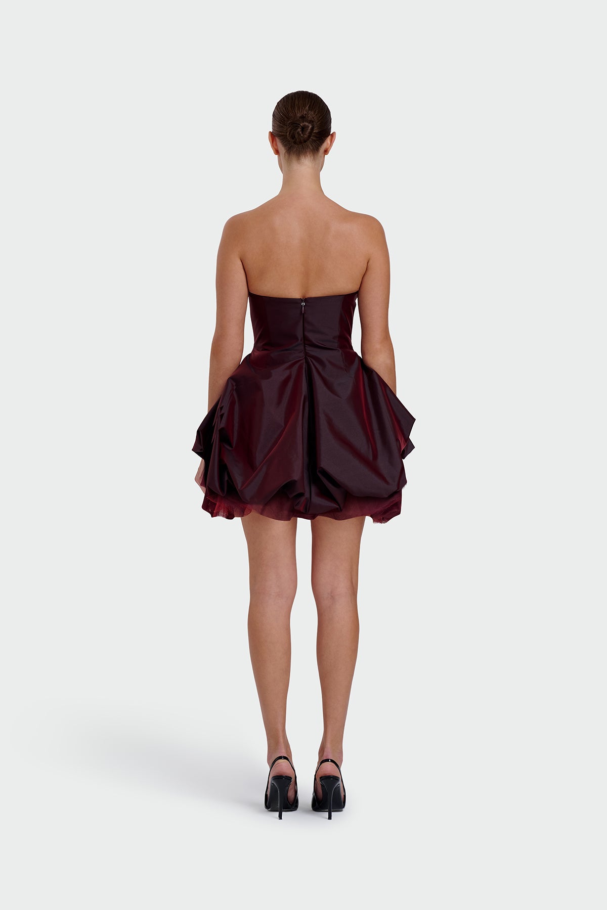 Strapless Sweetheart Neckline Tulle Detail Mini Evening Dress