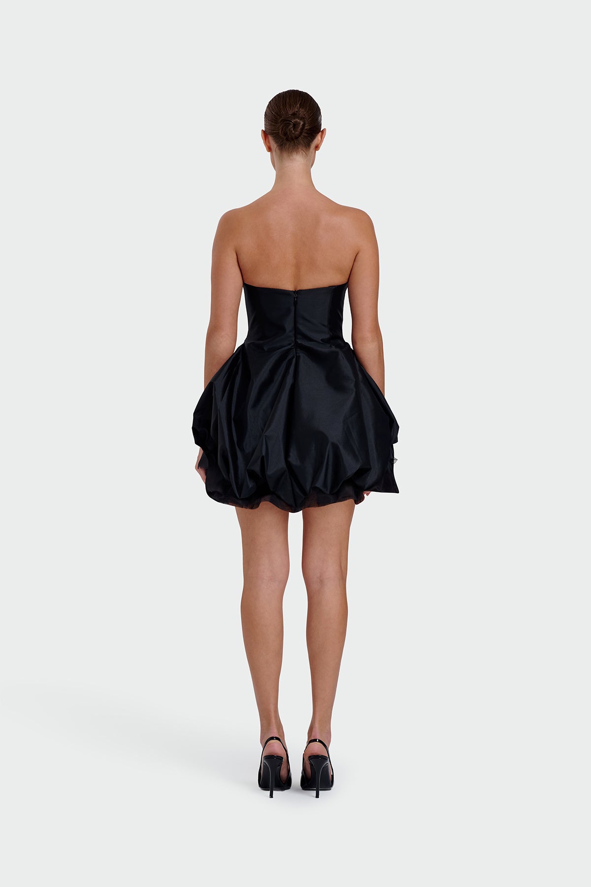 Strapless Sweetheart Neckline Tulle Detail Mini Evening Dress