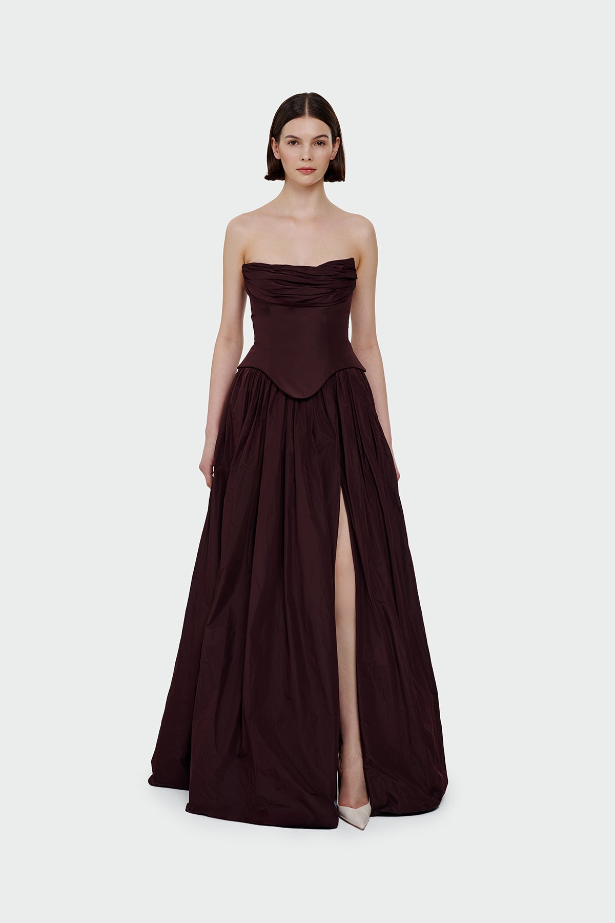 Straplez Drapeli Korsaj Detaylı Abiye Elbise