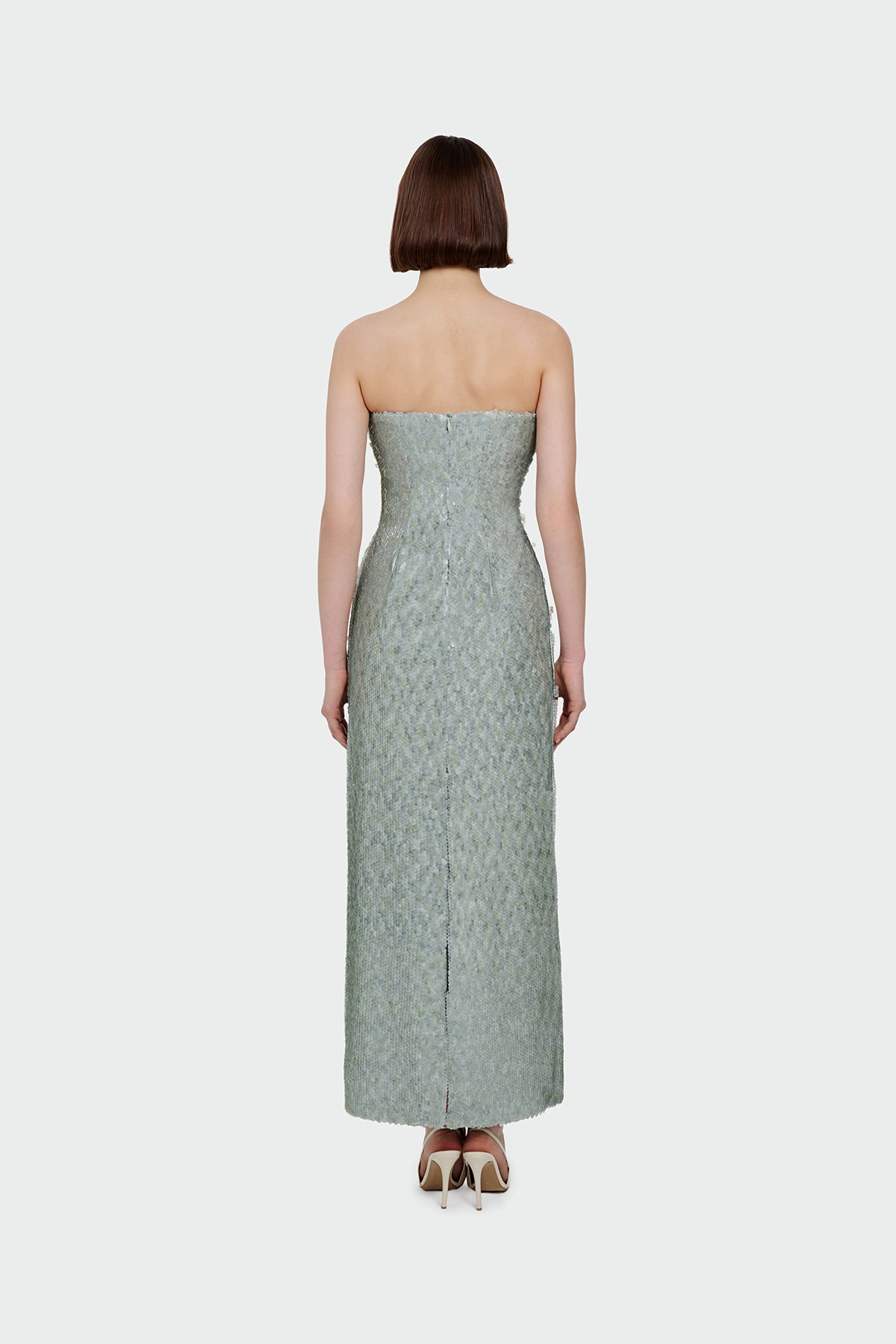 Sequin Embellished Strapless Evening Gown
