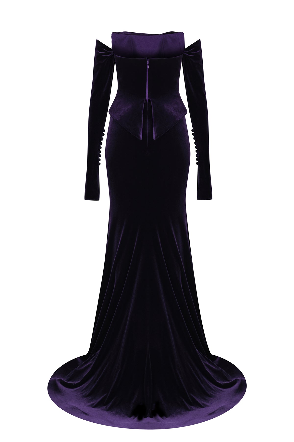 Strapless Velvet Evening Dress with Glove Detail