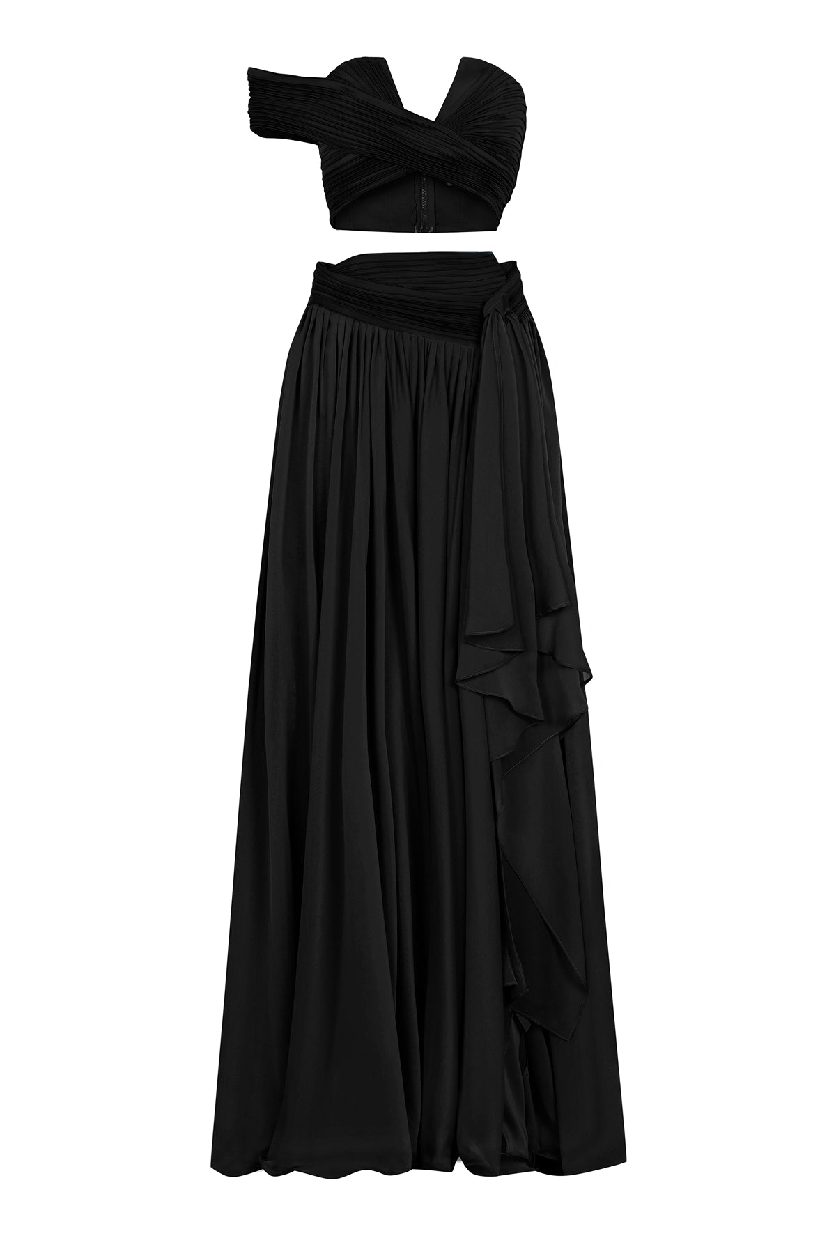 طقم تنورة قصيرة بتفاصيل شق منسدلة