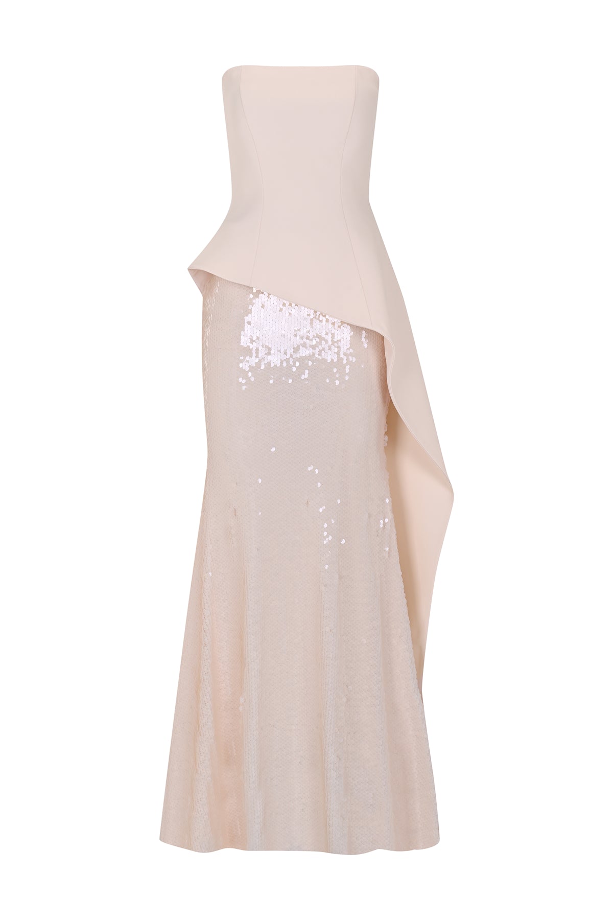 Pul Payet İşlemeli Straplez Krep Abiye Takım