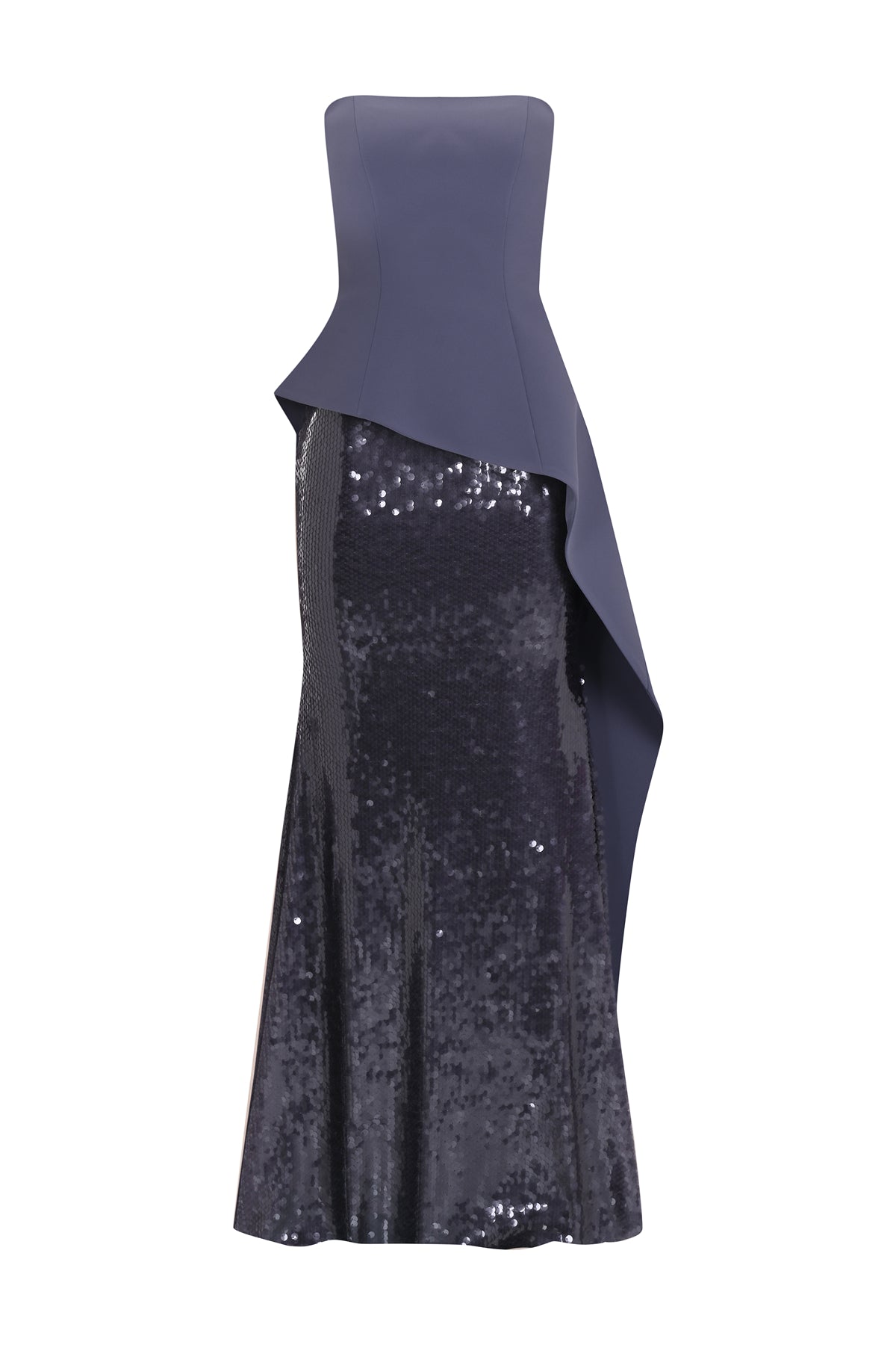 Pul Payet İşlemeli Straplez Krep Abiye Takım