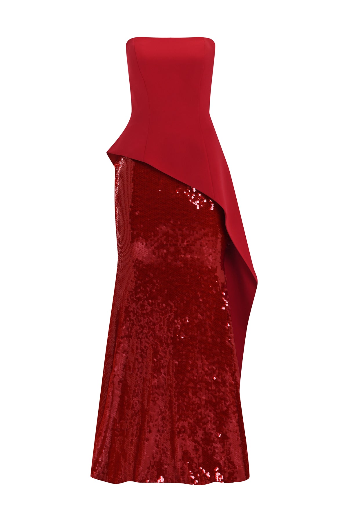 Pul Payet İşlemeli Straplez Krep Abiye Takım