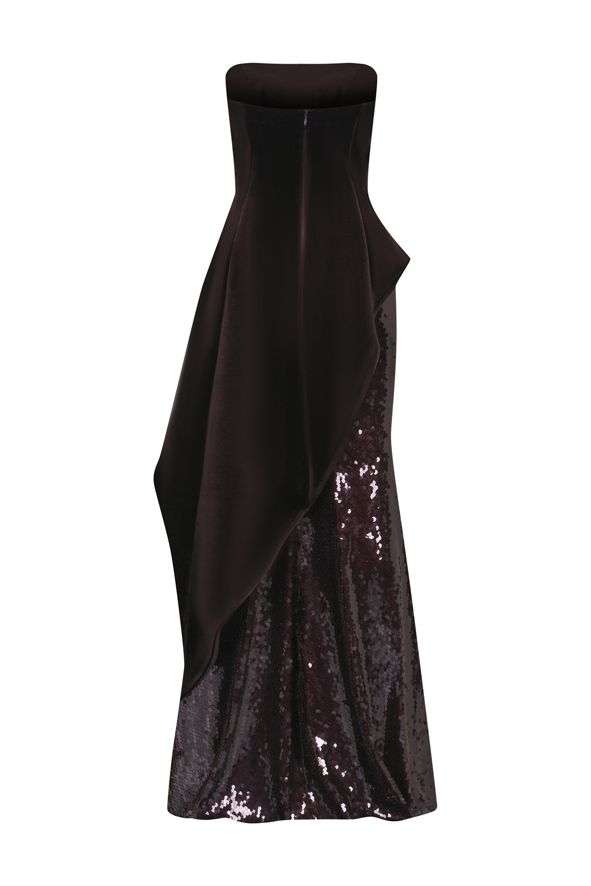 Pul Payet İşlemeli Straplez Kadife Abiye Takım