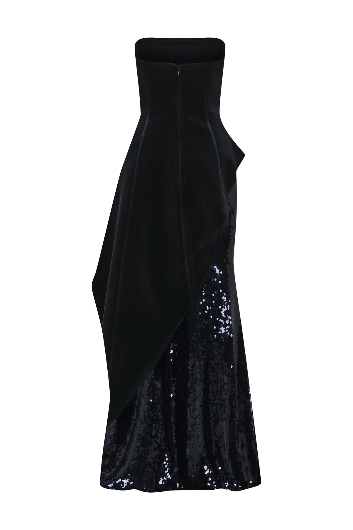 Pul Payet İşlemeli Straplez Kadife Abiye Takım