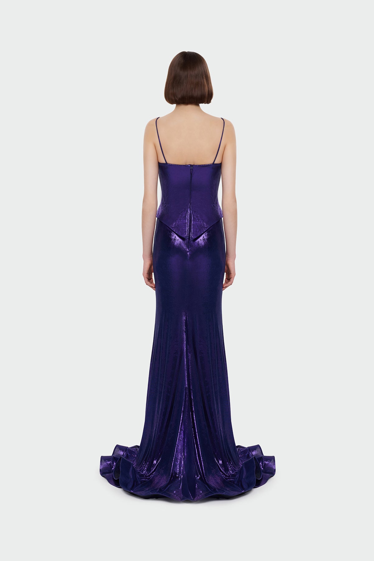 Spaghetti Strap Drape Detail Evening Dress