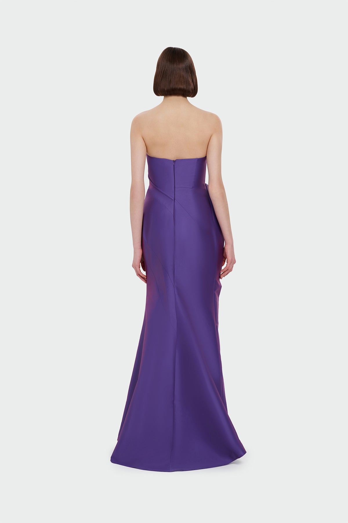 Strapless Ruffle Detail Long Evening Dress