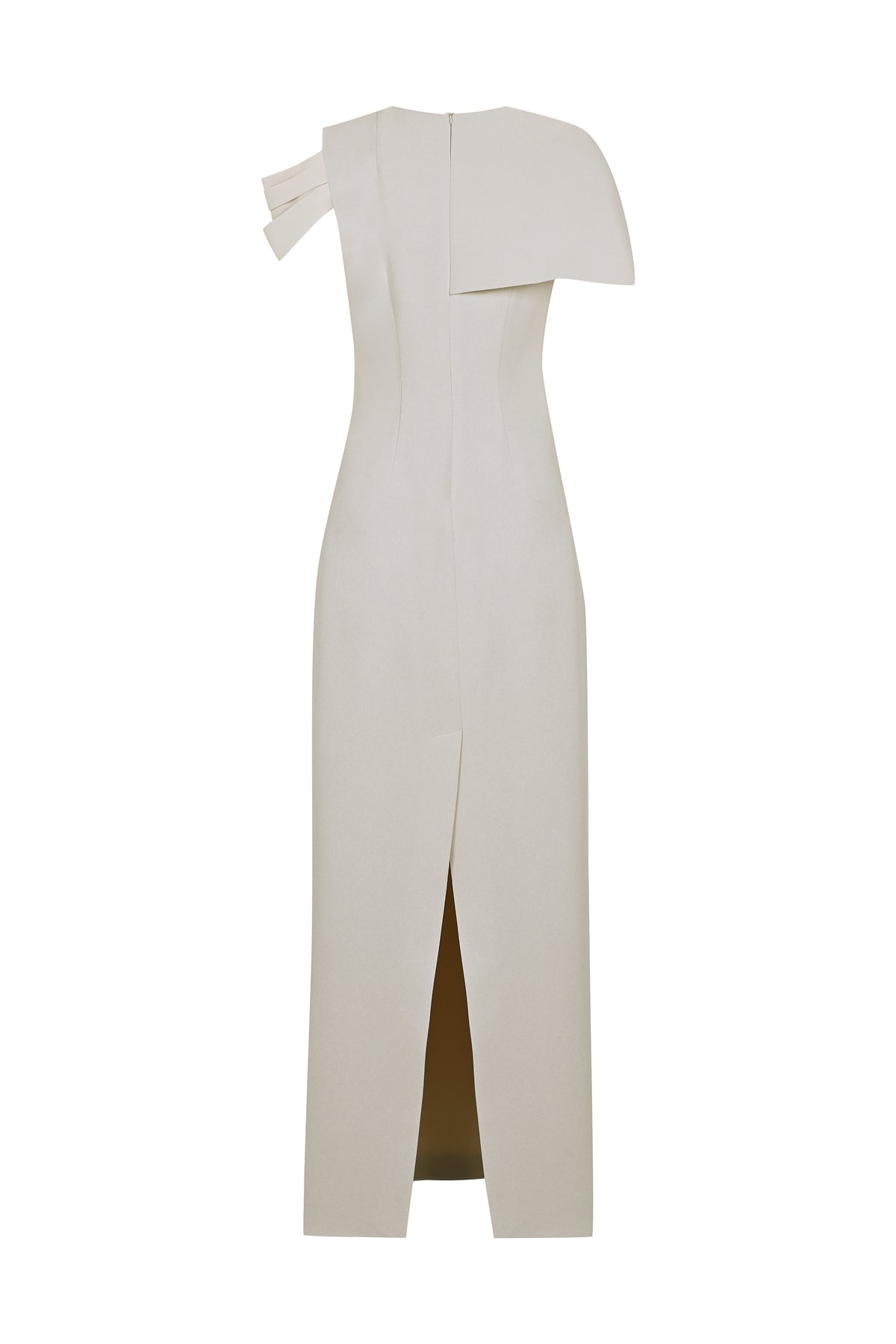 Asymmetrical Draped Waist Embroidered Long Evening Dress