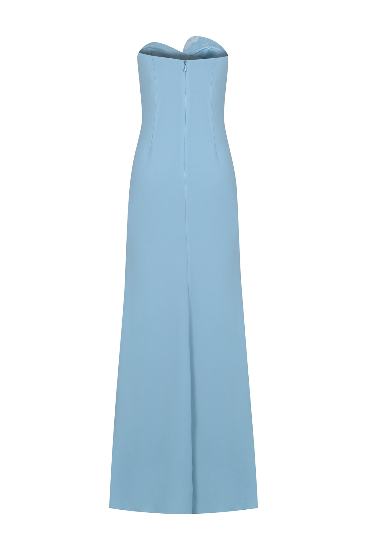 Asymmetrical Strapless Deep Slit Long Evening Dress