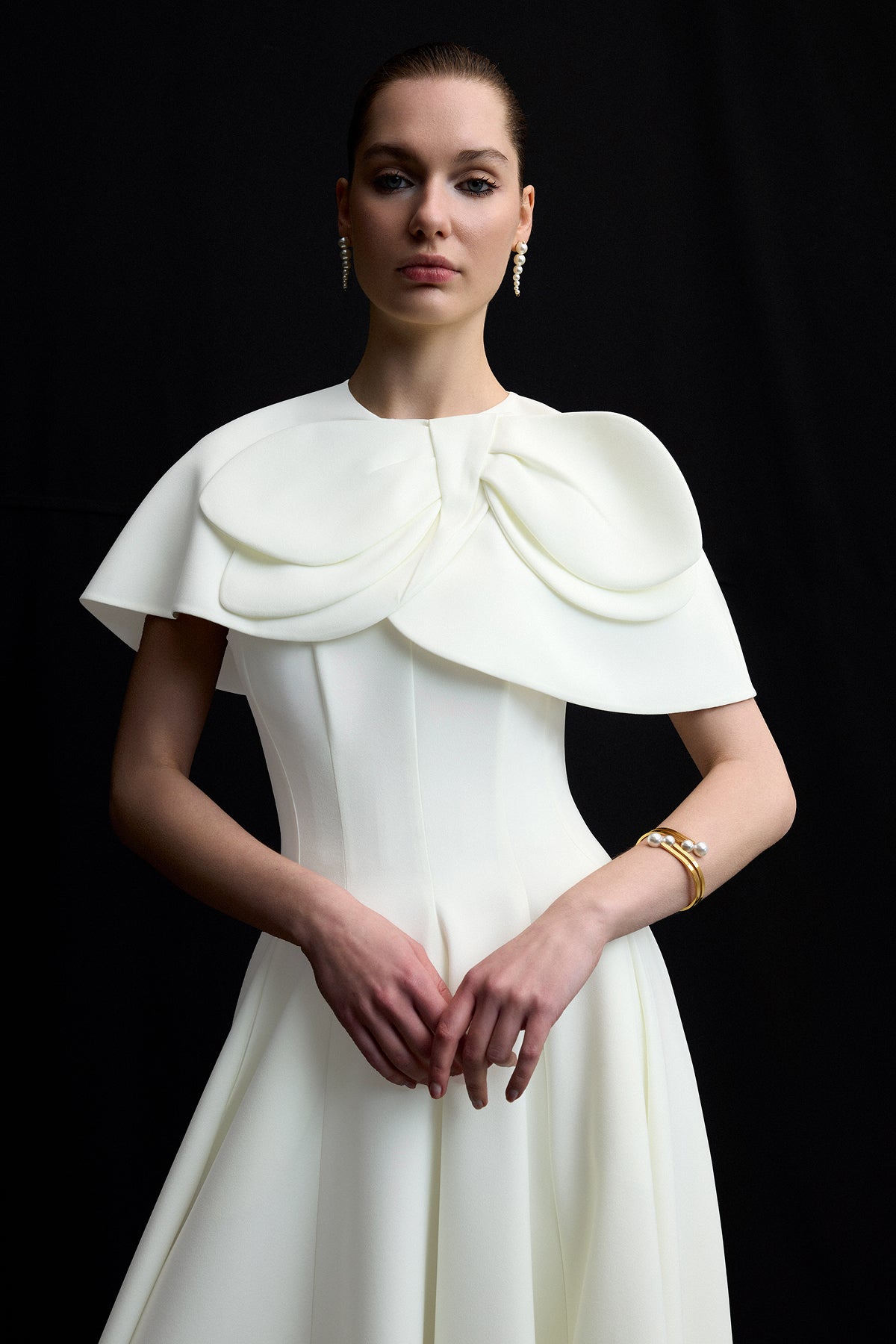 Bolero Detaylı Straplez Kloş Etek Abiye Elbise