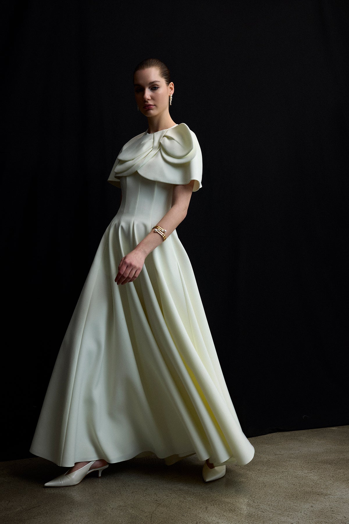 Bolero Detailed Strapless Flared Skirt Evening Dress