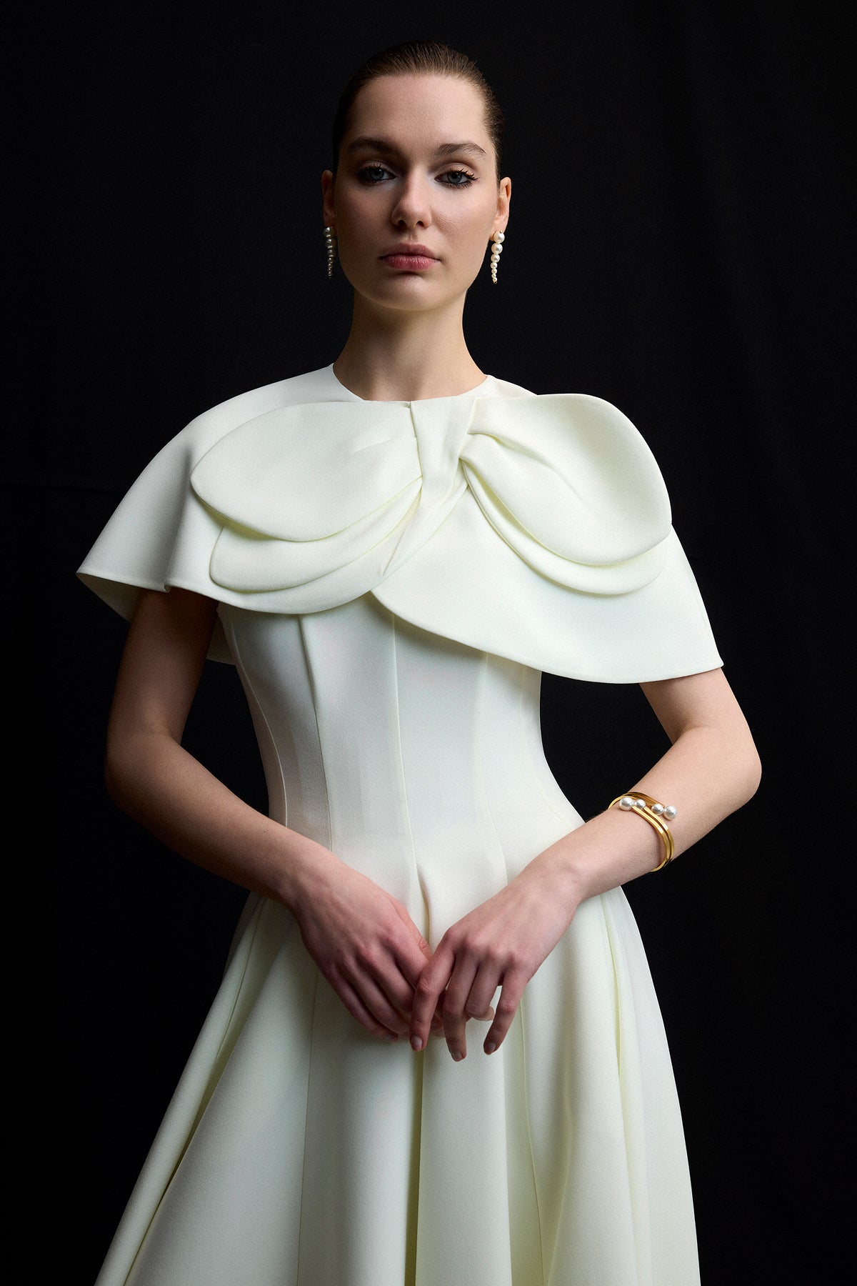 Bolero Detailed Strapless Flared Skirt Evening Dress