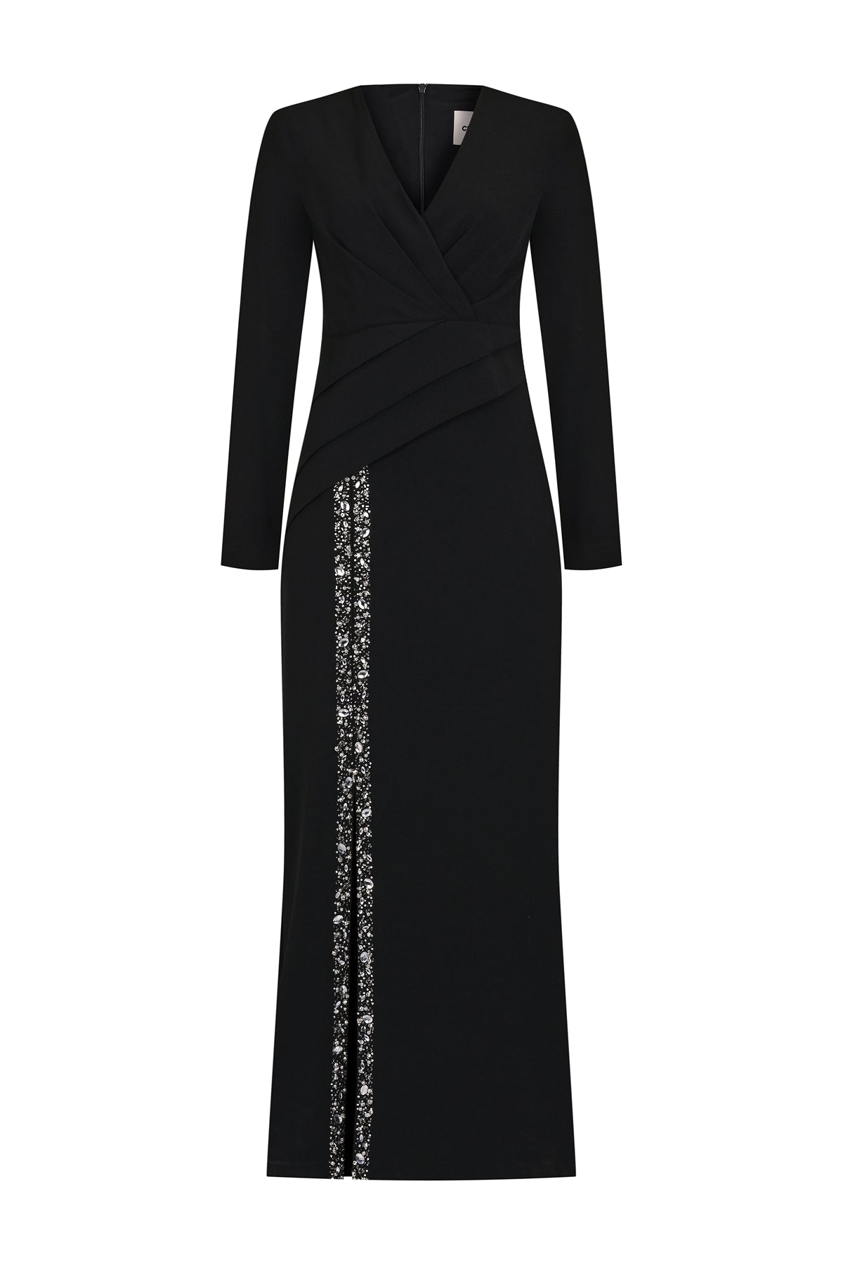 Drape ve İşleme Detaylı Yırtmaçlı Uzun Abiye Elbise