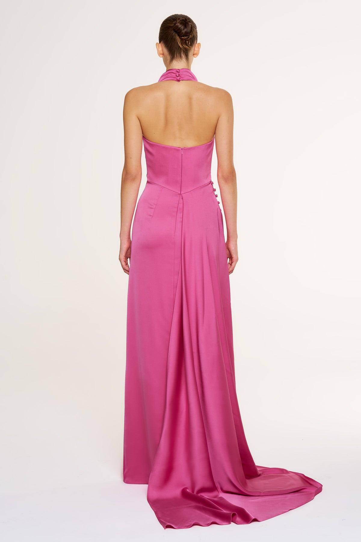 Halter Neck Draped Detail Evening Gown