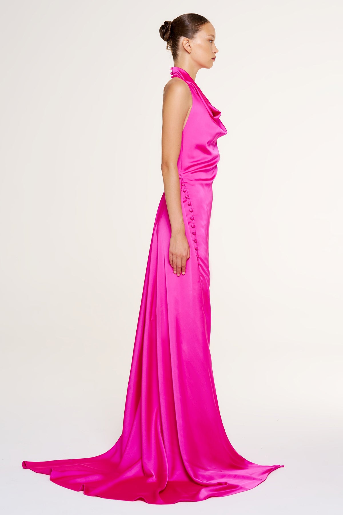 Halter Neck Draped Detail Evening Gown