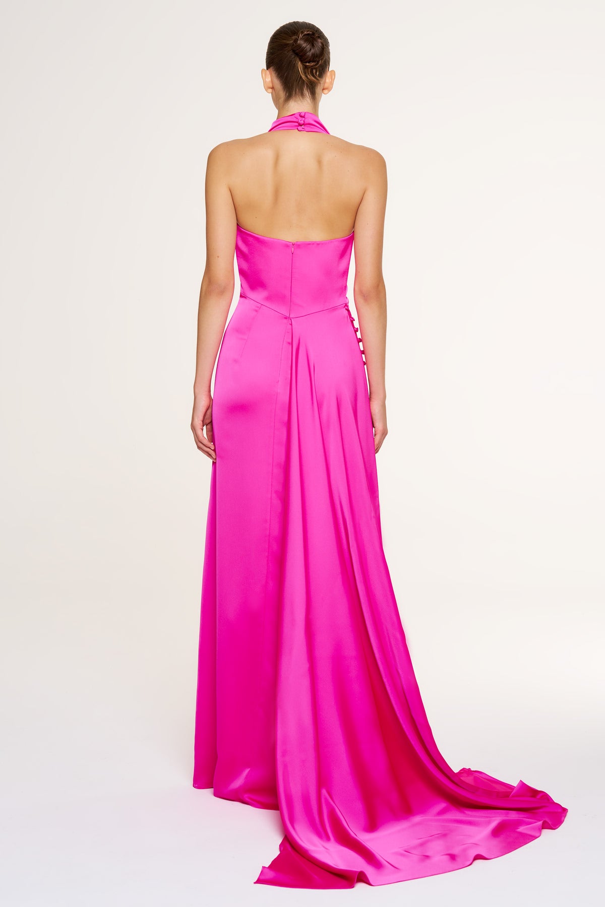 Halter Neck Draped Detail Evening Gown