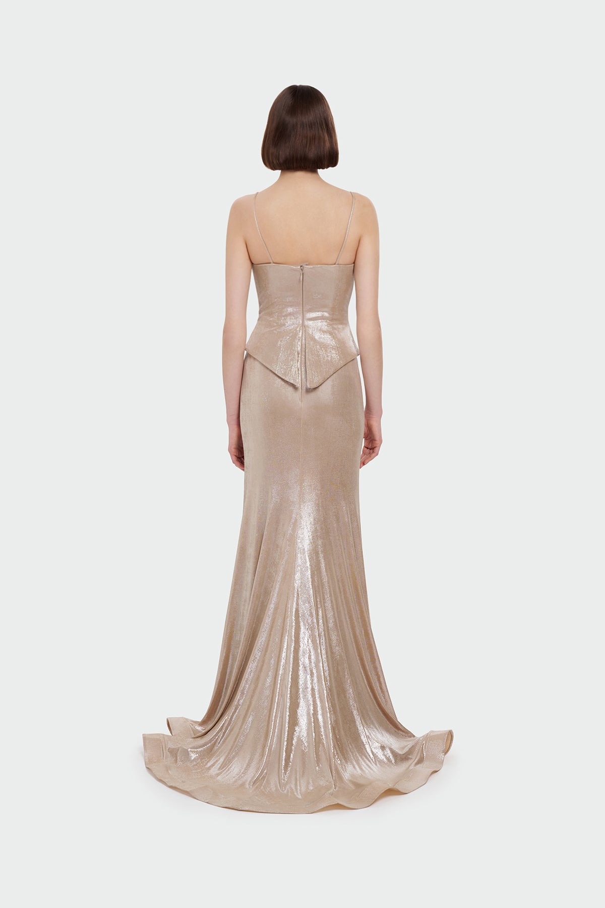 Spaghetti Strap Drape Detail Evening Dress