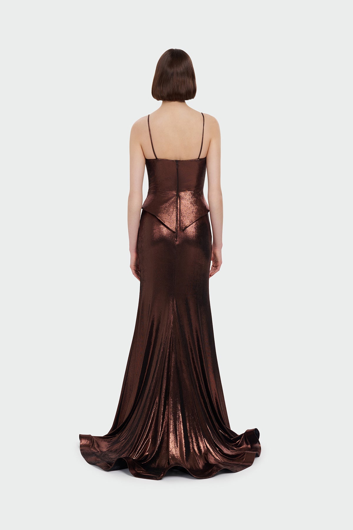 Spaghetti Strap Drape Detail Evening Dress