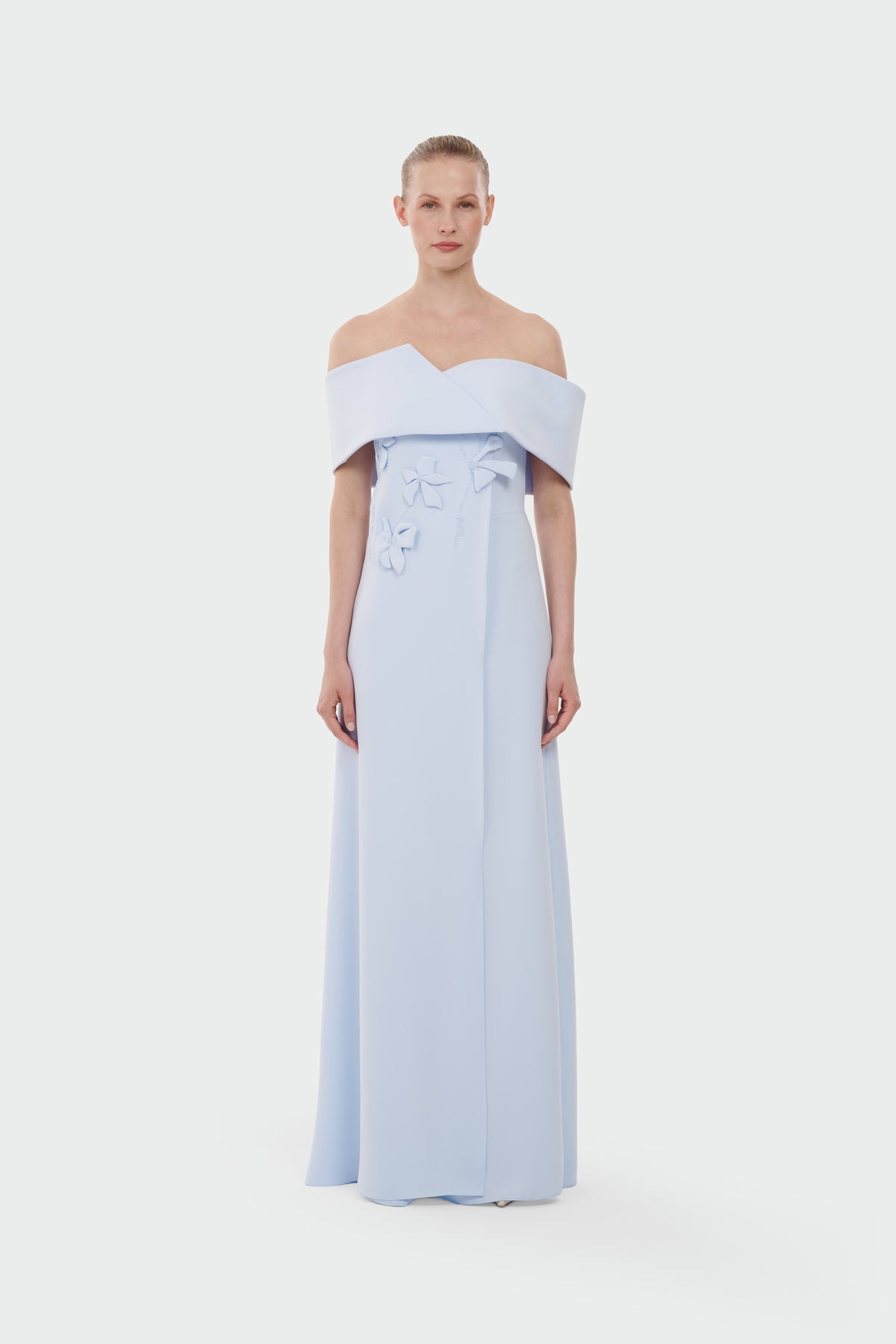 Boat Neck Jumpsuit with Floral Appliqué