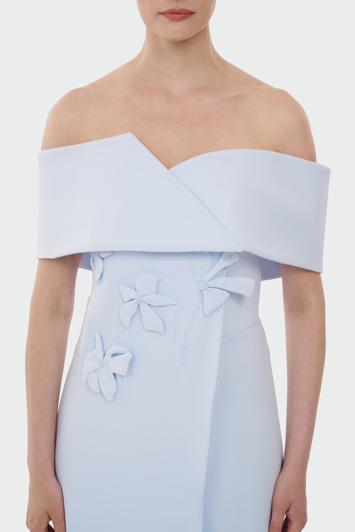 Boat Neck Jumpsuit with Floral Appliqué