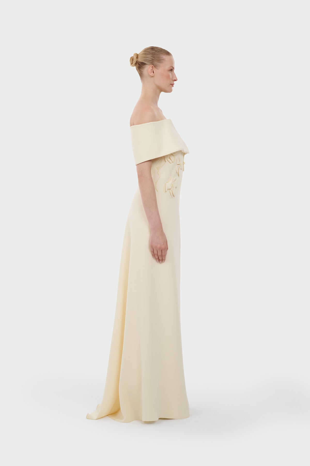 Boat Neck Jumpsuit with Floral Appliqué