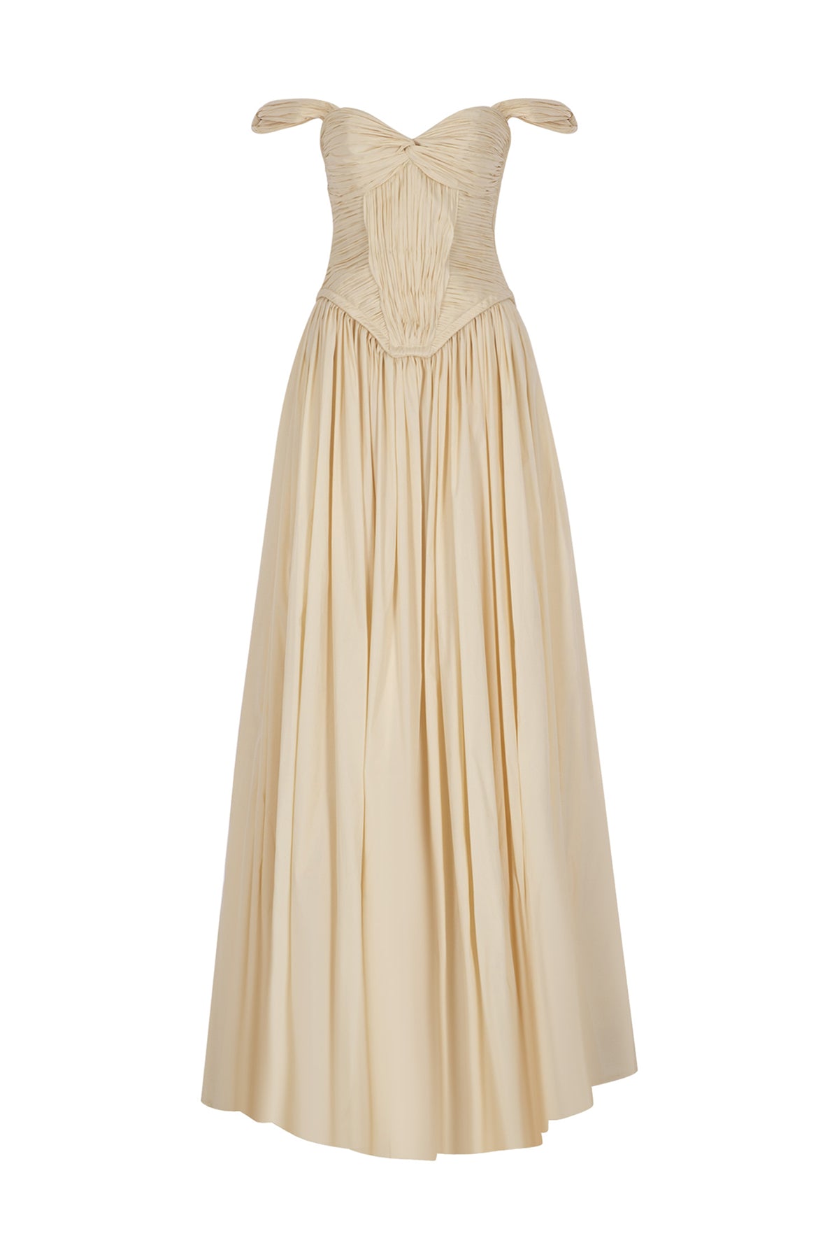 Off the Shoulder Draped Puffy Long Evening Dress