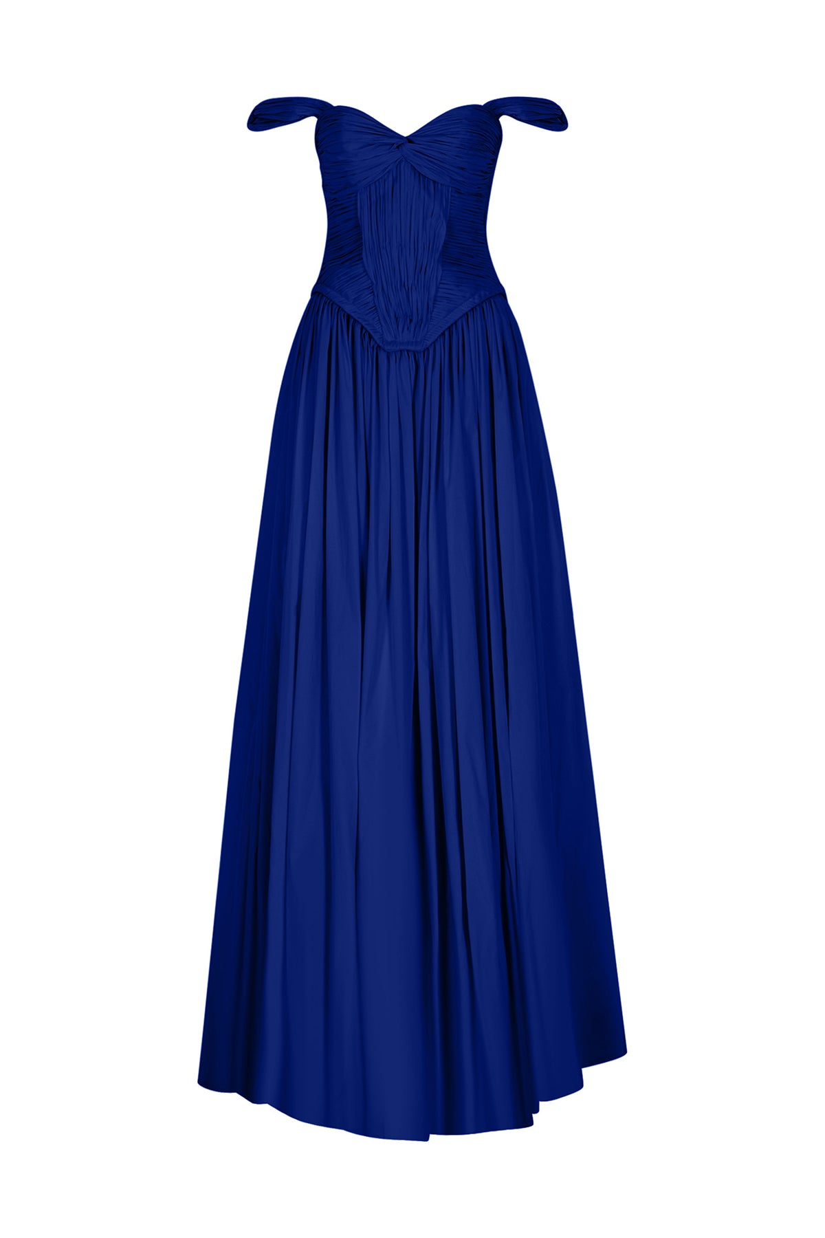Off the Shoulder Draped Puffy Long Evening Dress