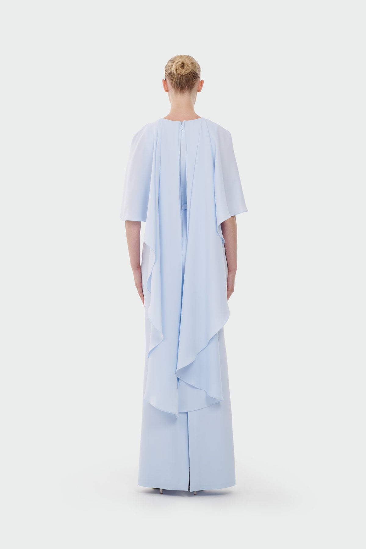 Cape Detail Long Evening Dress