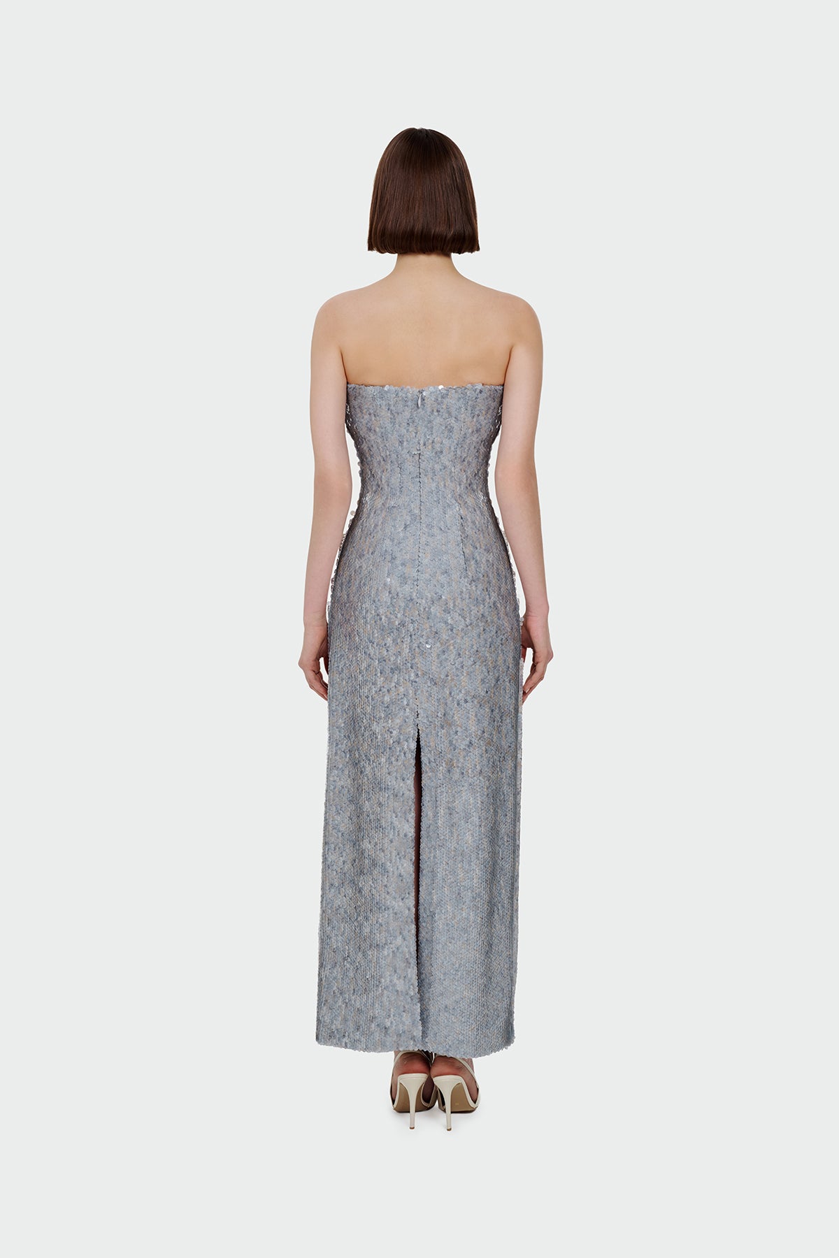 Sequin Embellished Strapless Evening Gown